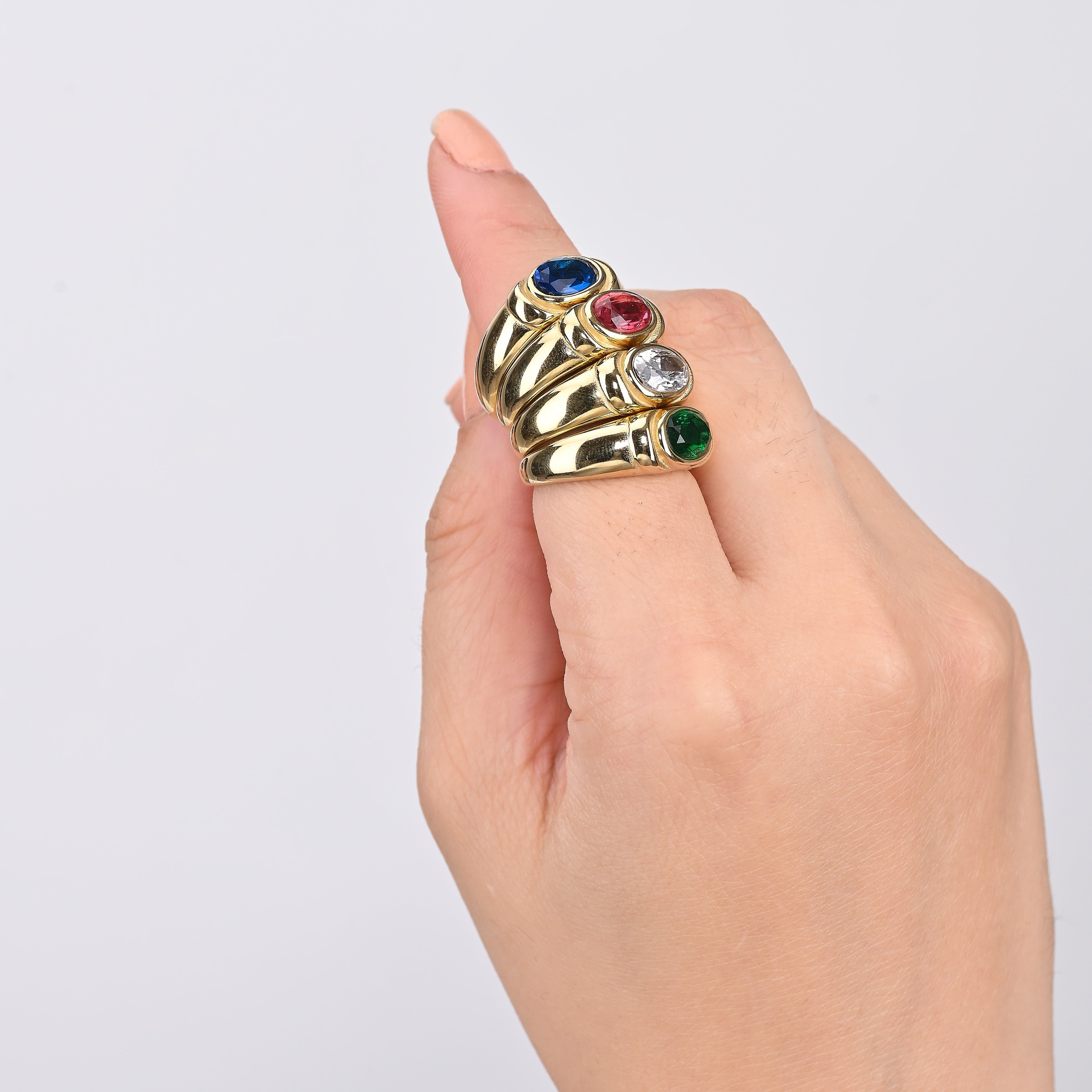 Elevated Stone Ring - Red |  18K Gold Plated
