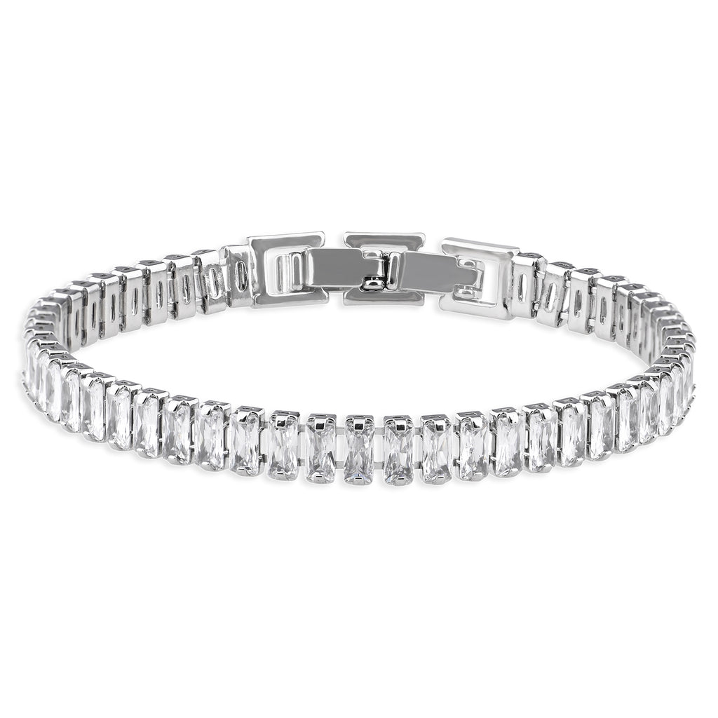 Tennis Bracelet (White and Silver)