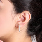 Oblong Studded Earrings - White | 18kt Gold Plated