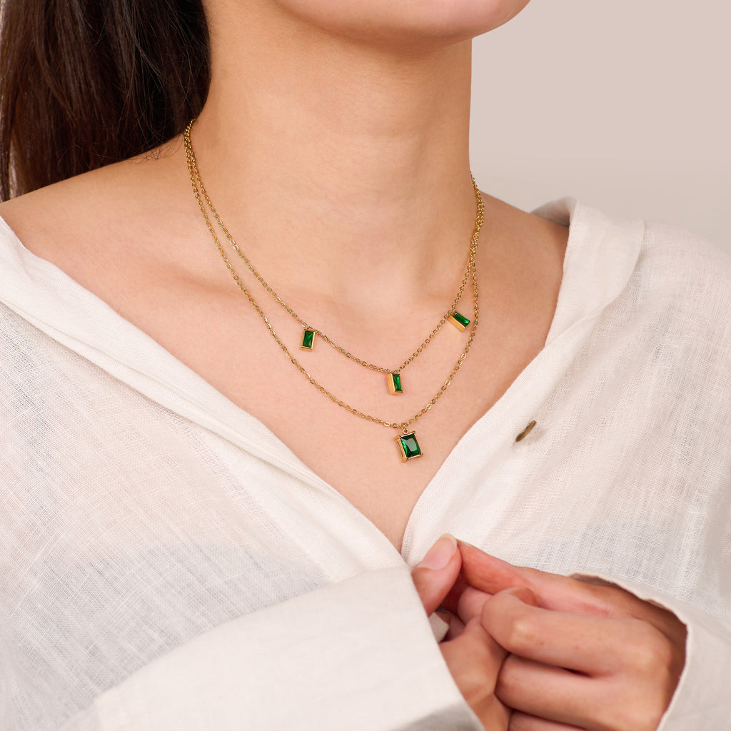 Mia Emerald Necklace | 18kt Gold Plated
