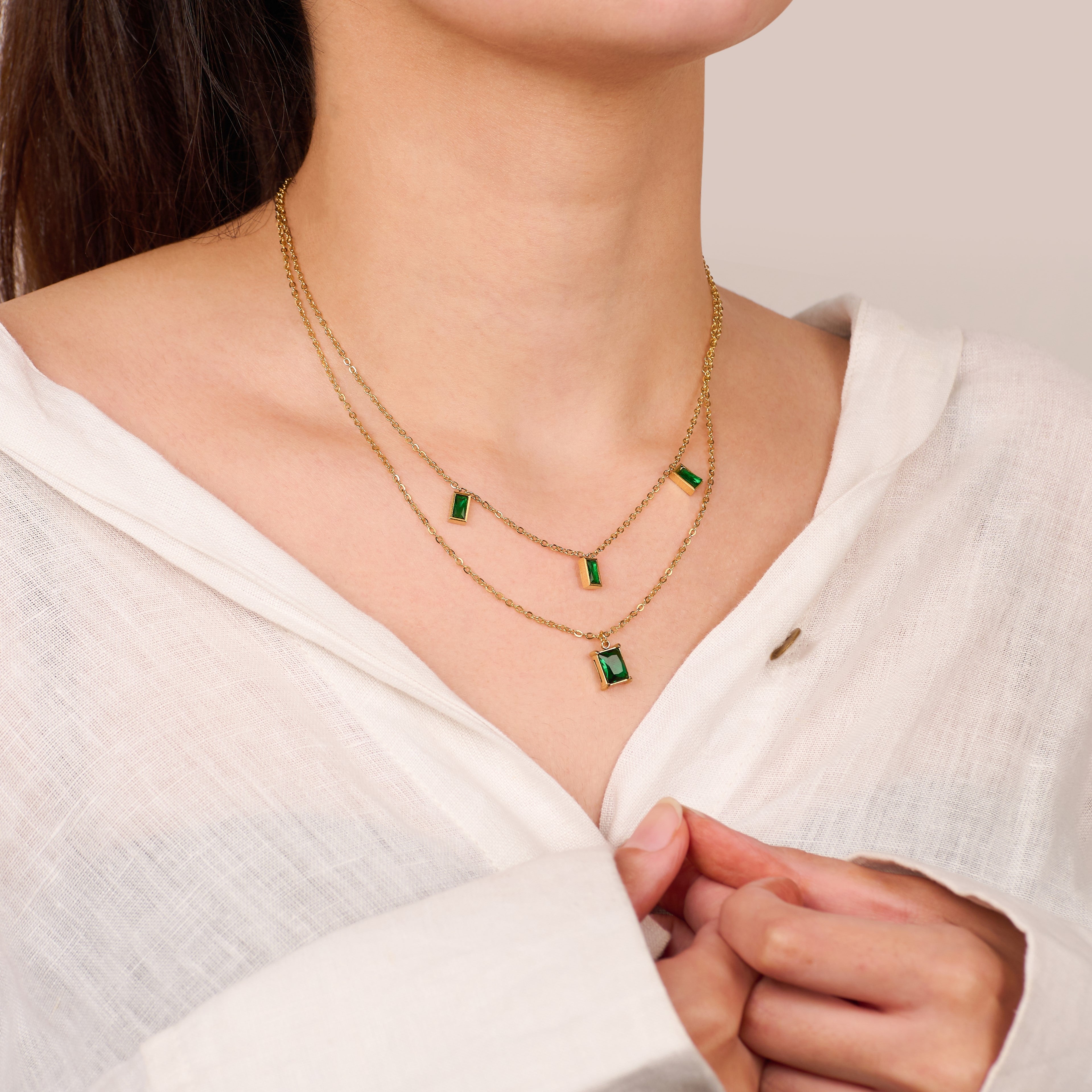 Mia Emerald Necklace | 18kt Gold Plated
