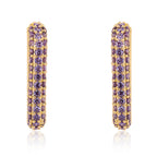 Oblong Studded Earrings - Purple | 18kt Gold Plated
