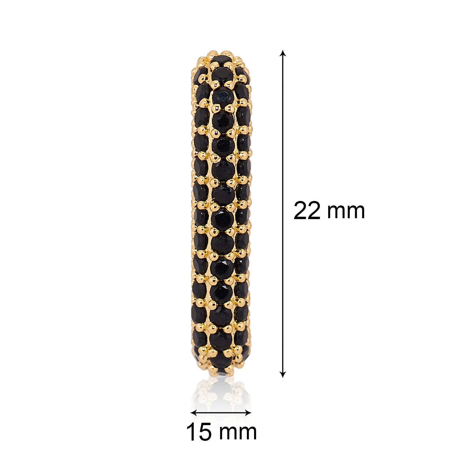 Oblong Studded Earrings - Black | 18kt Gold Plated
