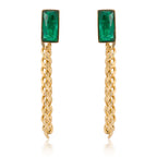 Chain Earring (Emerald Green and Gold) | 18kt Gold Plated