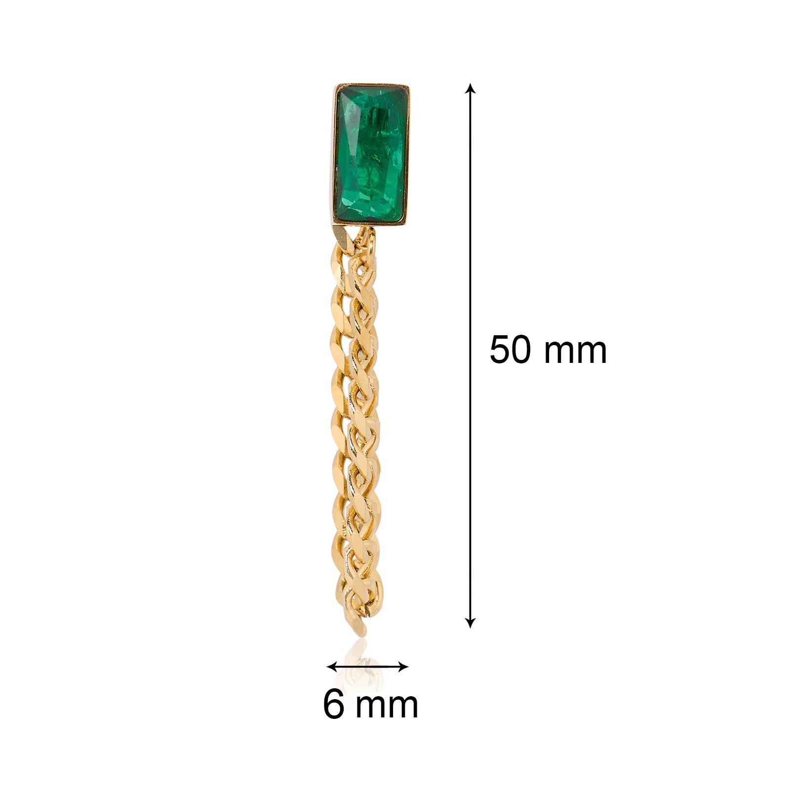 Chain Earring (Emerald Green and Gold) | 18kt Gold Plated