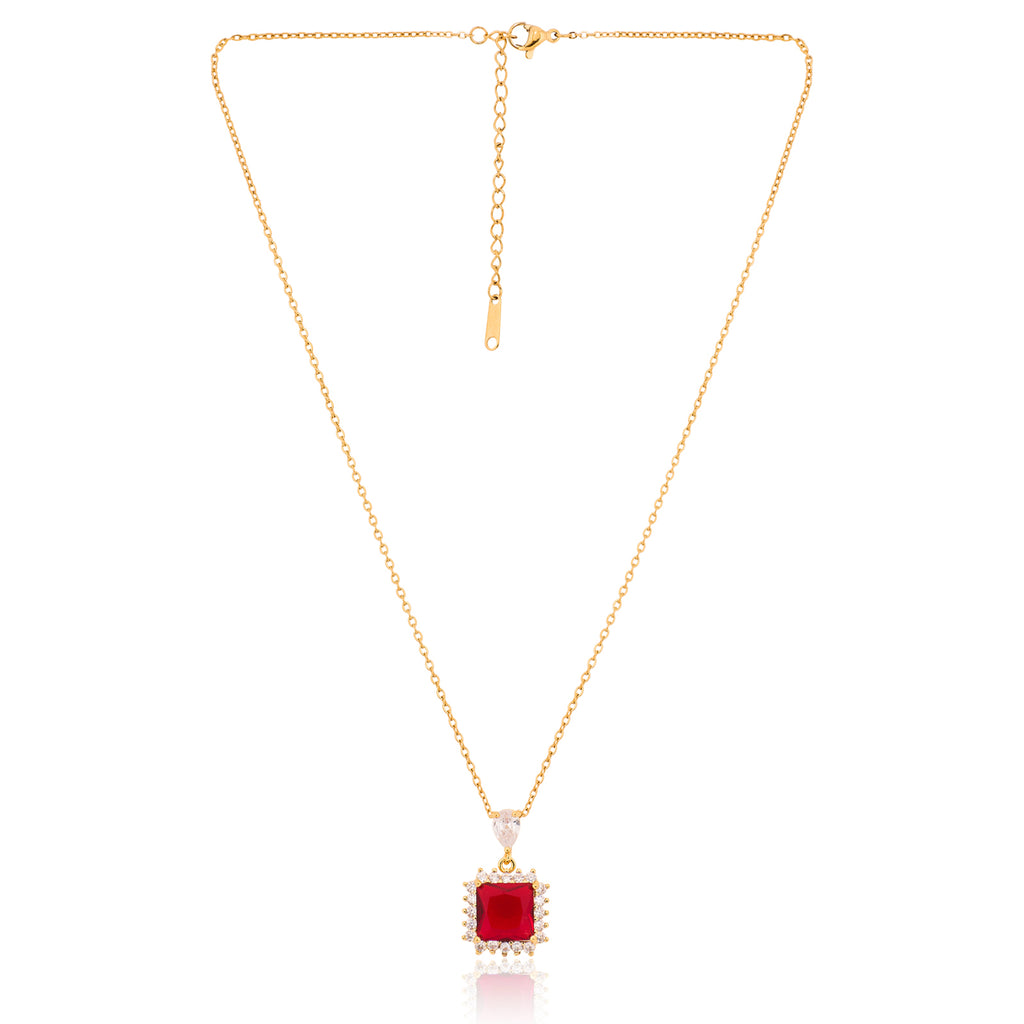 Rose Square Pendant Necklace | 18kt Gold Plated
