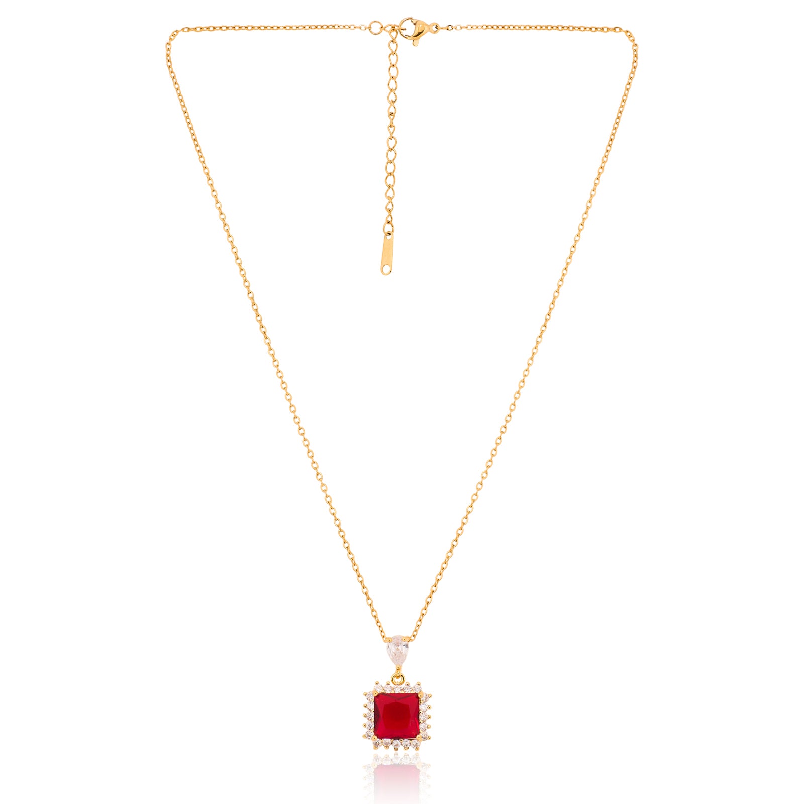 Rose Square Pendant Necklace | 18kt Gold Plated