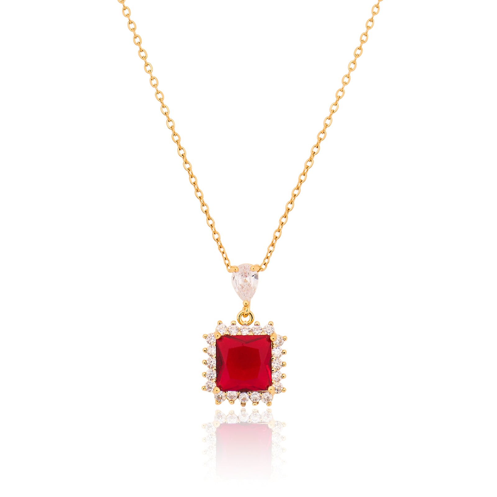 Rose Square Pendant Necklace | 18kt Gold Plated