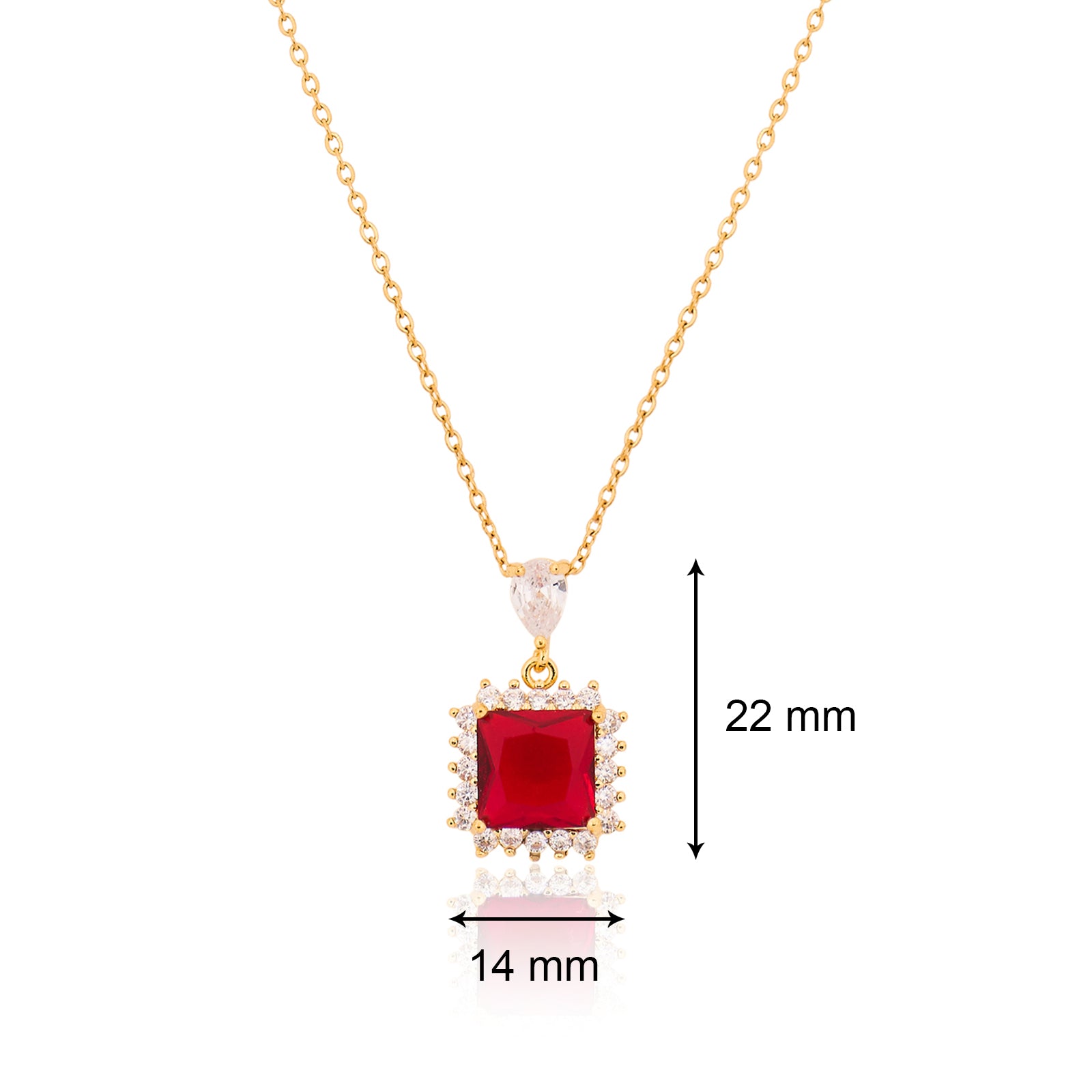 Rose Square Pendant Necklace | 18kt Gold Plated