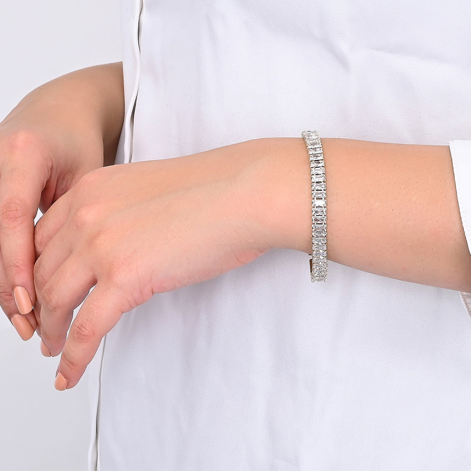Tennis Bracelet (White and Gold) | 18kt Gold Plated
