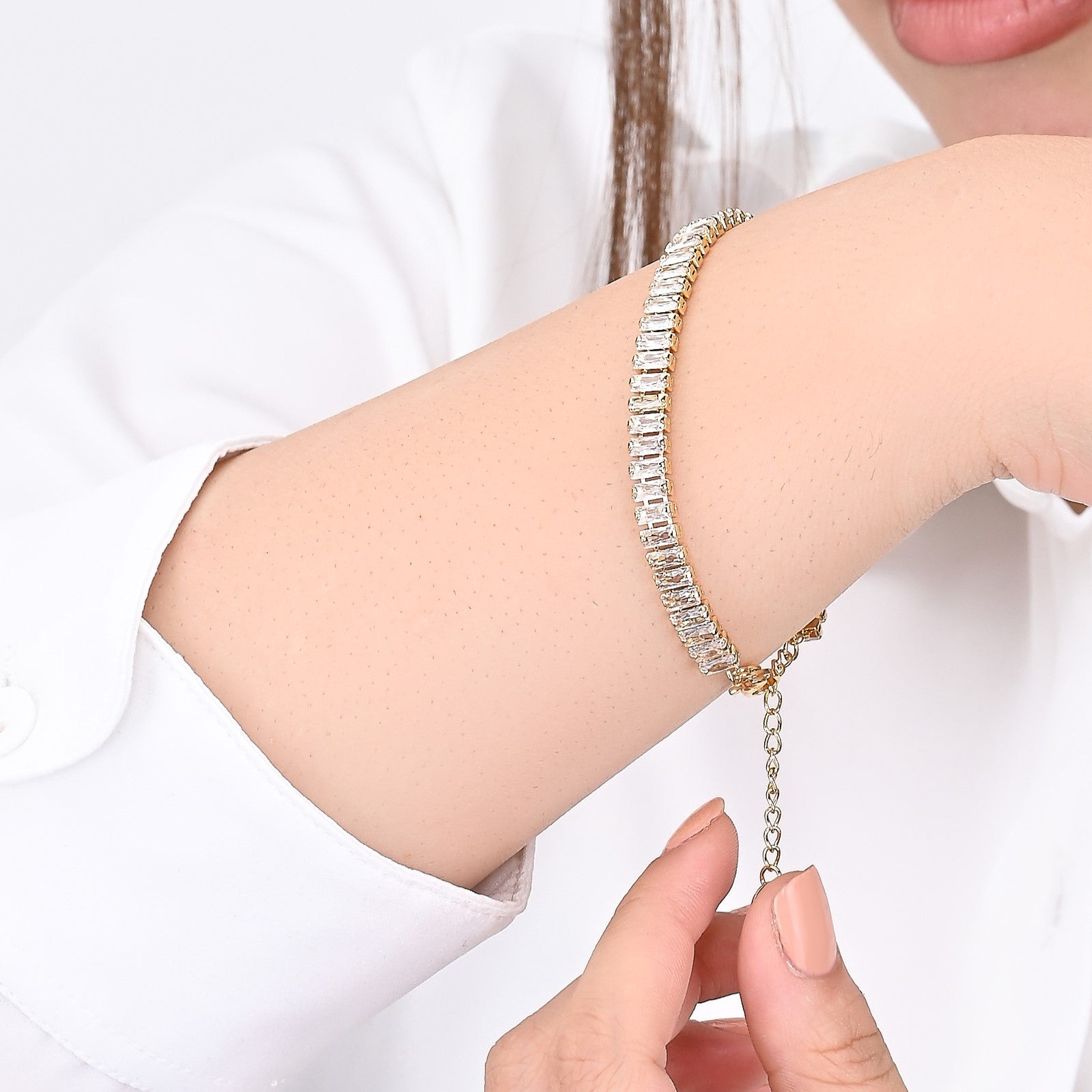 Tennis Bracelet (White and Yellow Gold) | 18kt Gold Plated