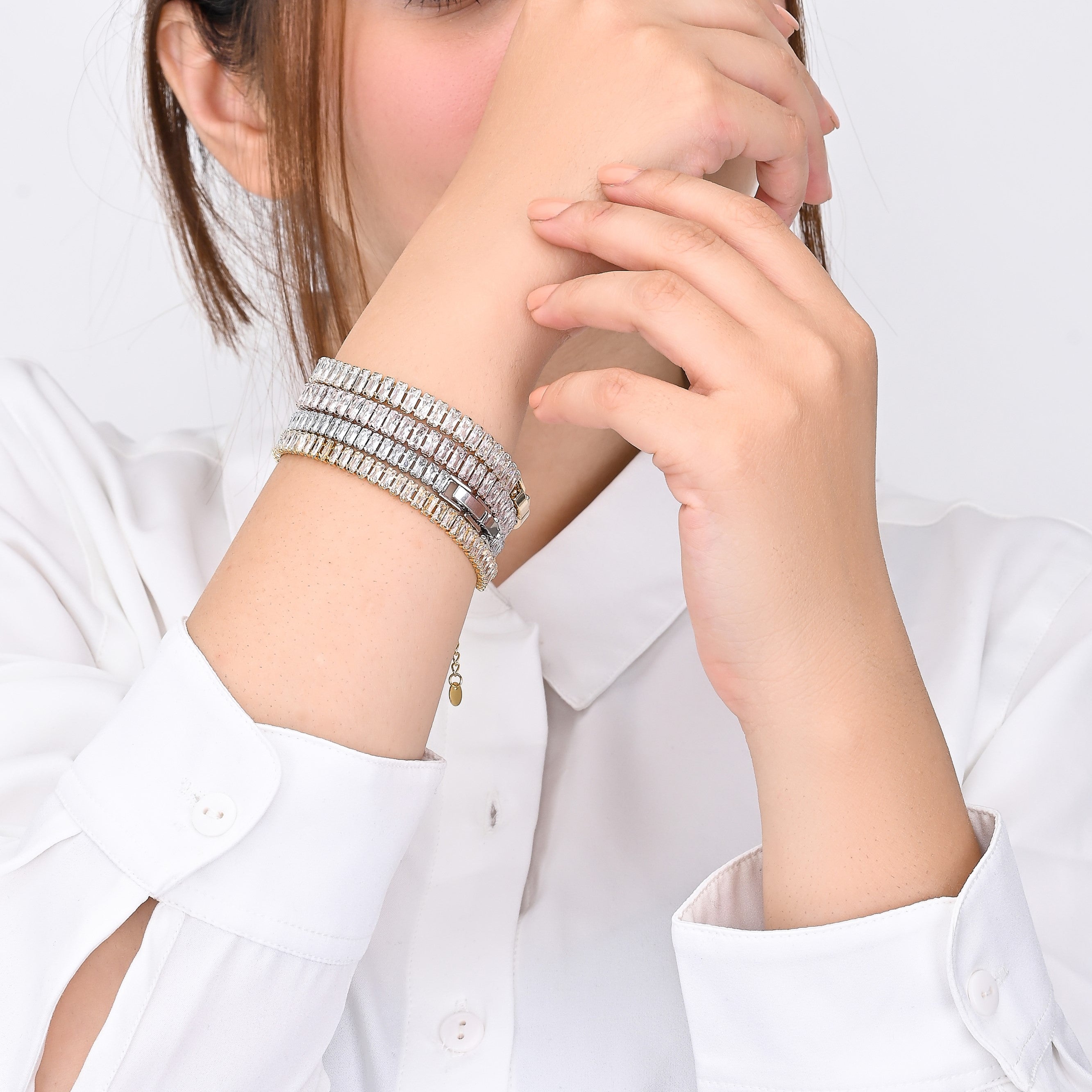 Tennis Bracelet (White and Silver)