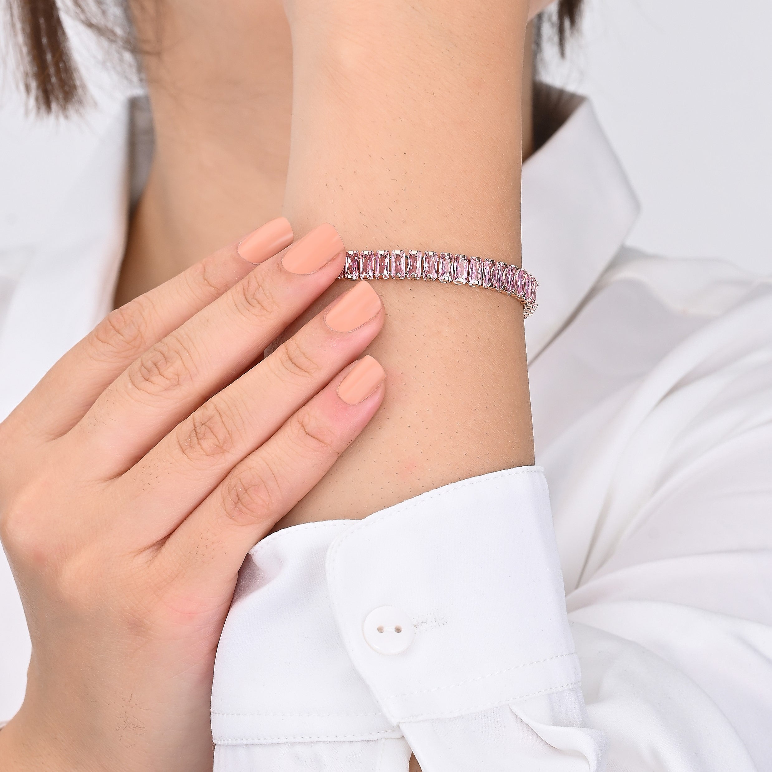 Tennis Bracelet (Pink and Rose Gold) | 18kt Gold Plated