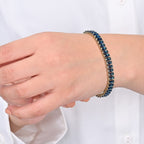 Tennis Bracelet (Emerald Blue and Gold) | 18kt Gold Plated