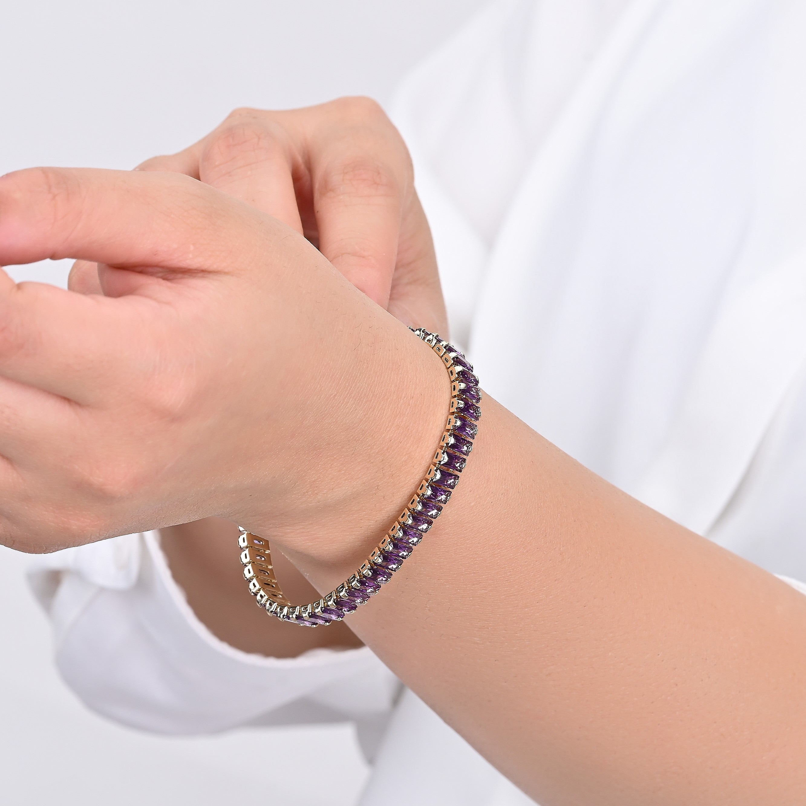 Tennis Bracelet (Purple and Gold) | 18kt Gold Plated