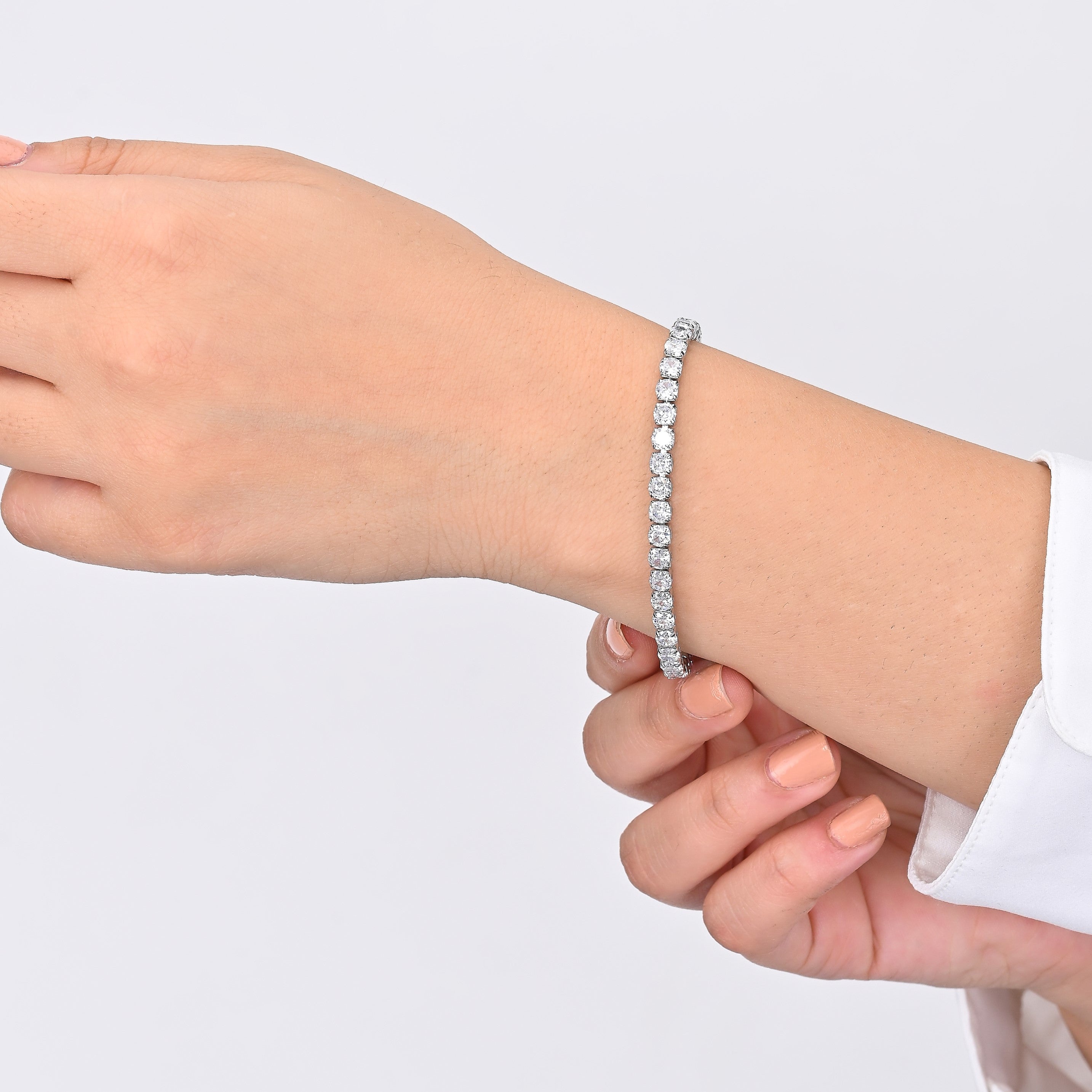 Bling Bracelet Thick (White and Silver)