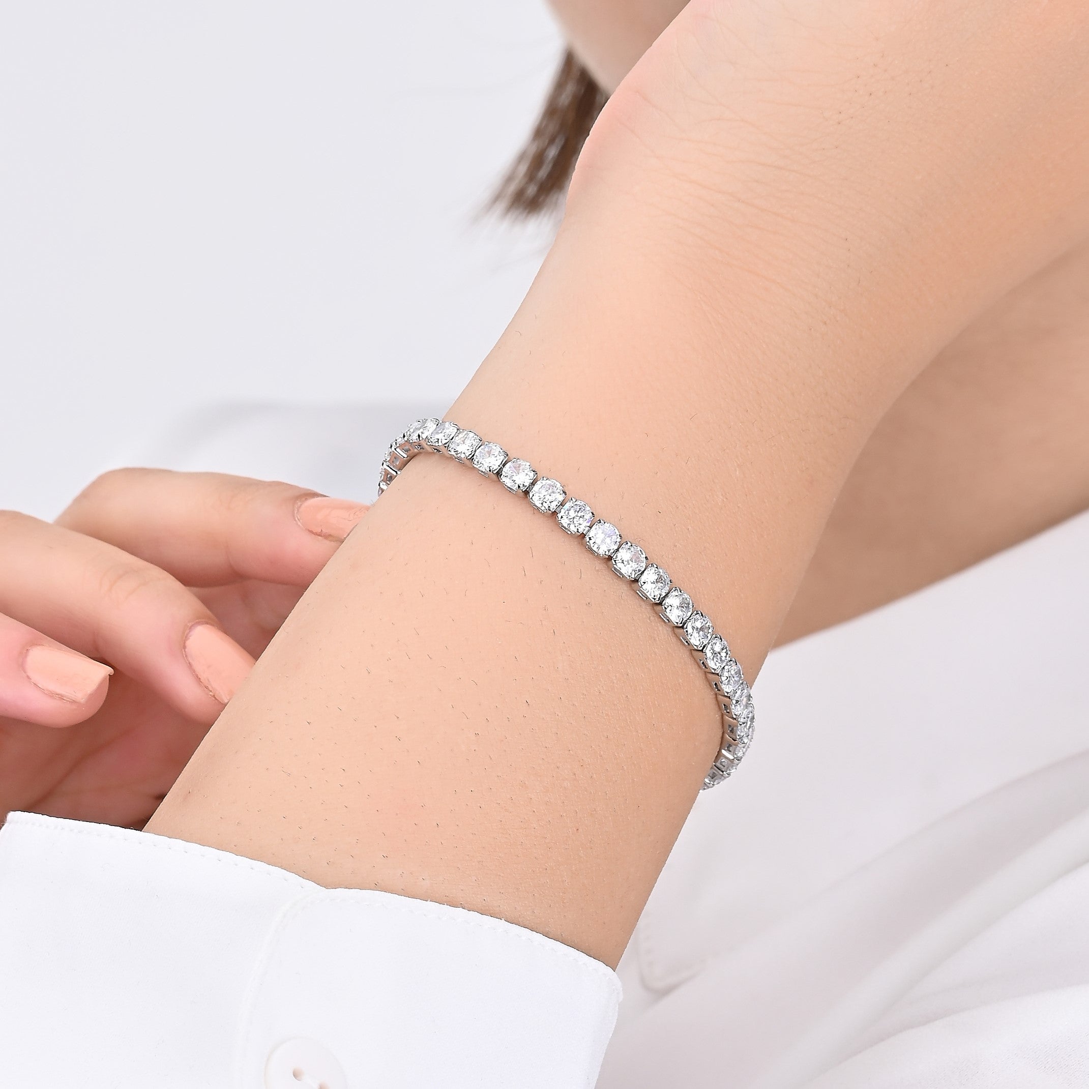 Bling Bracelet Thick (White and Silver)