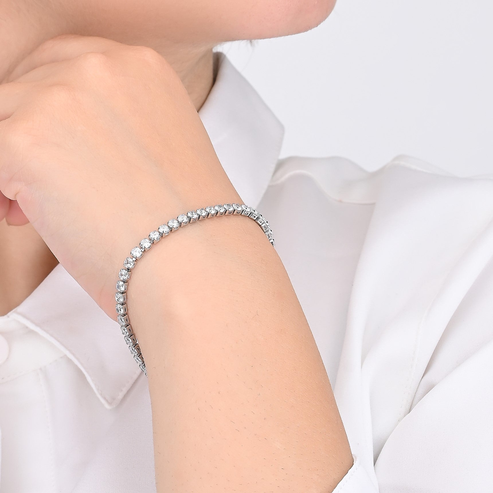 Bling Bracelet Thin (White and Silver)