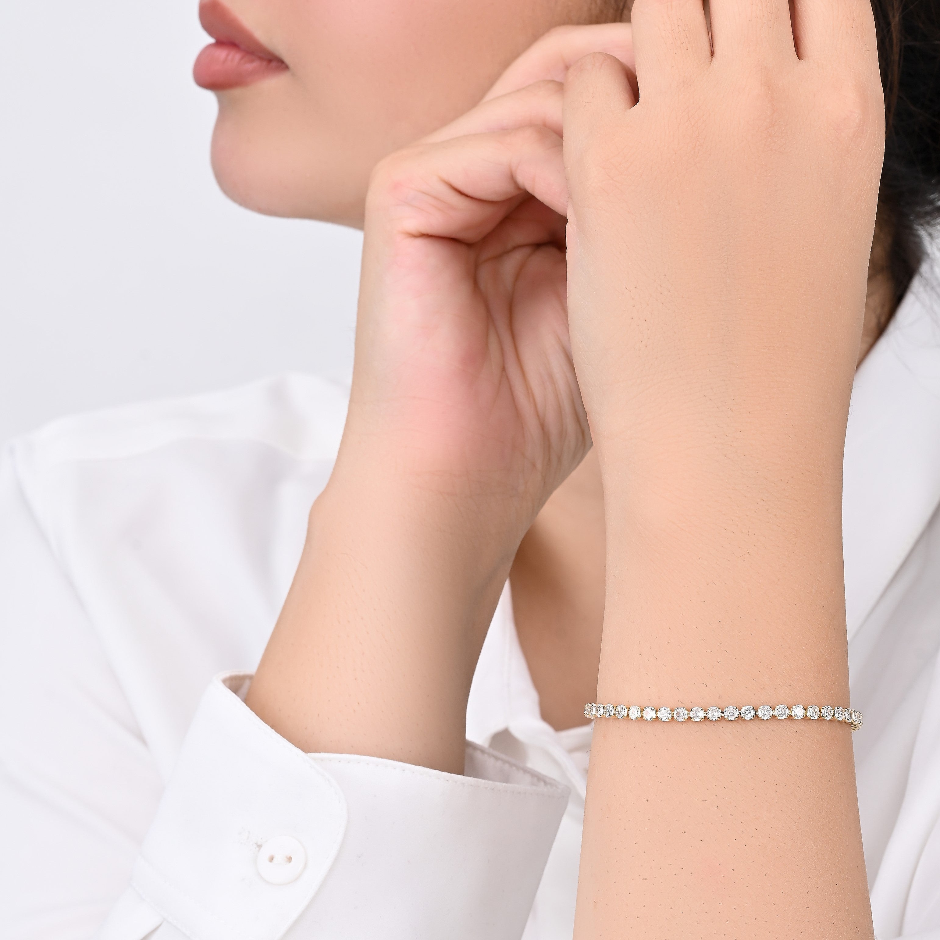 Bling Bracelet Thin (White and Gold) | 18kt Gold Plated