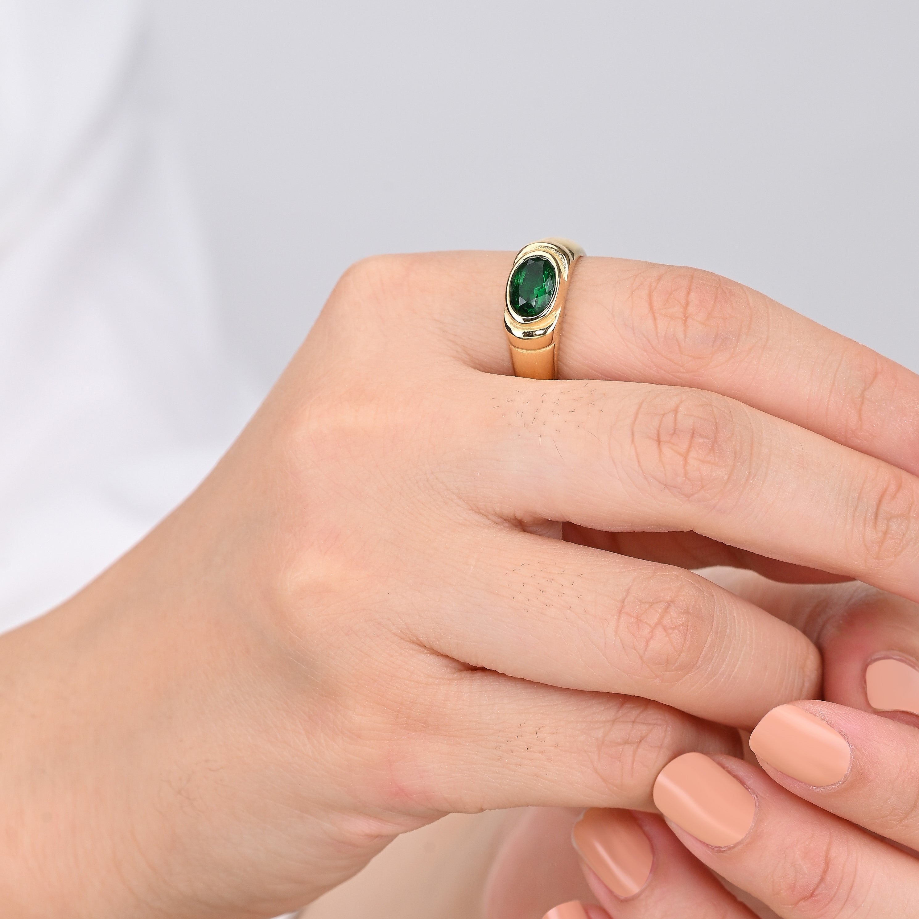 Elevated Stone Ring - Green | 18K Gold Plated