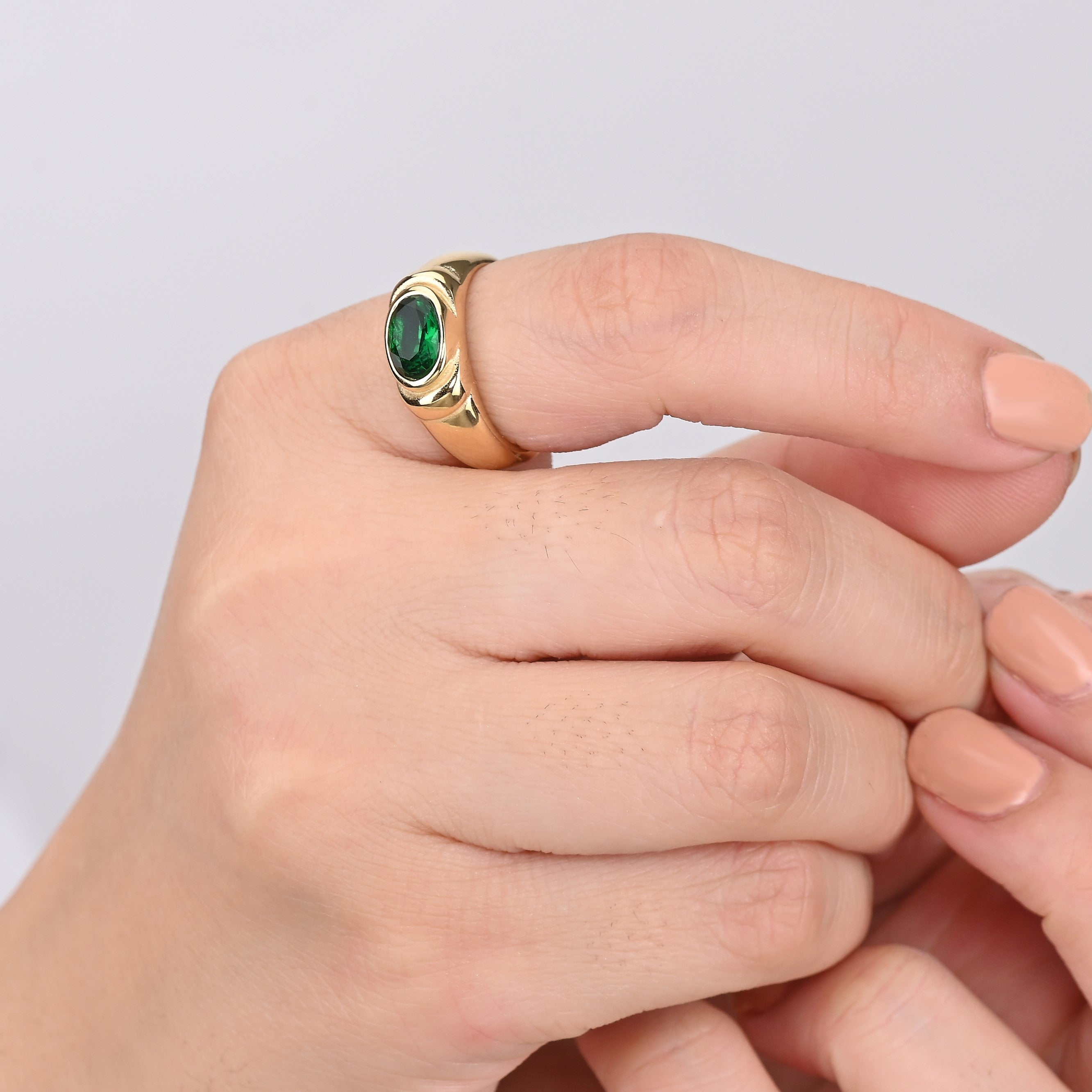Elevated Stone Ring - Green | 18K Gold Plated