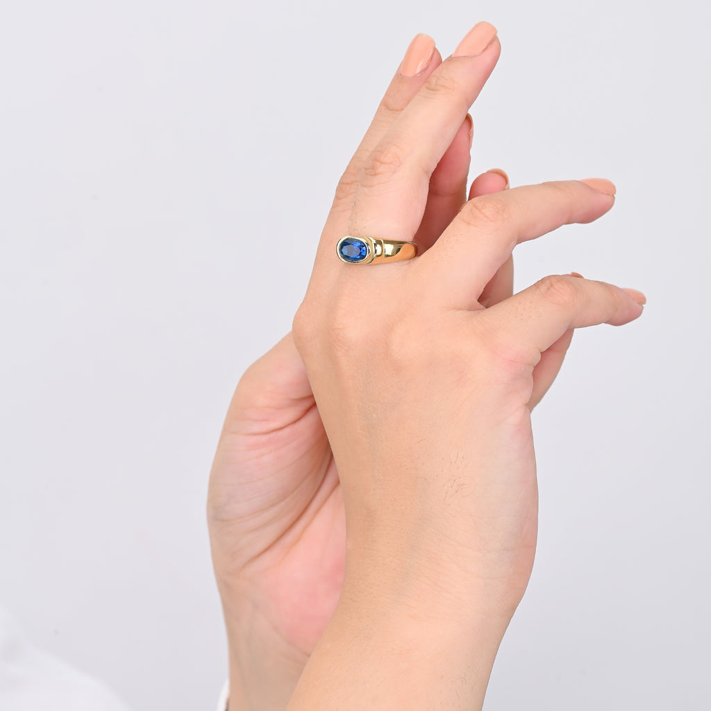Elevated Stone Ring - Blue | 18K Gold Plated