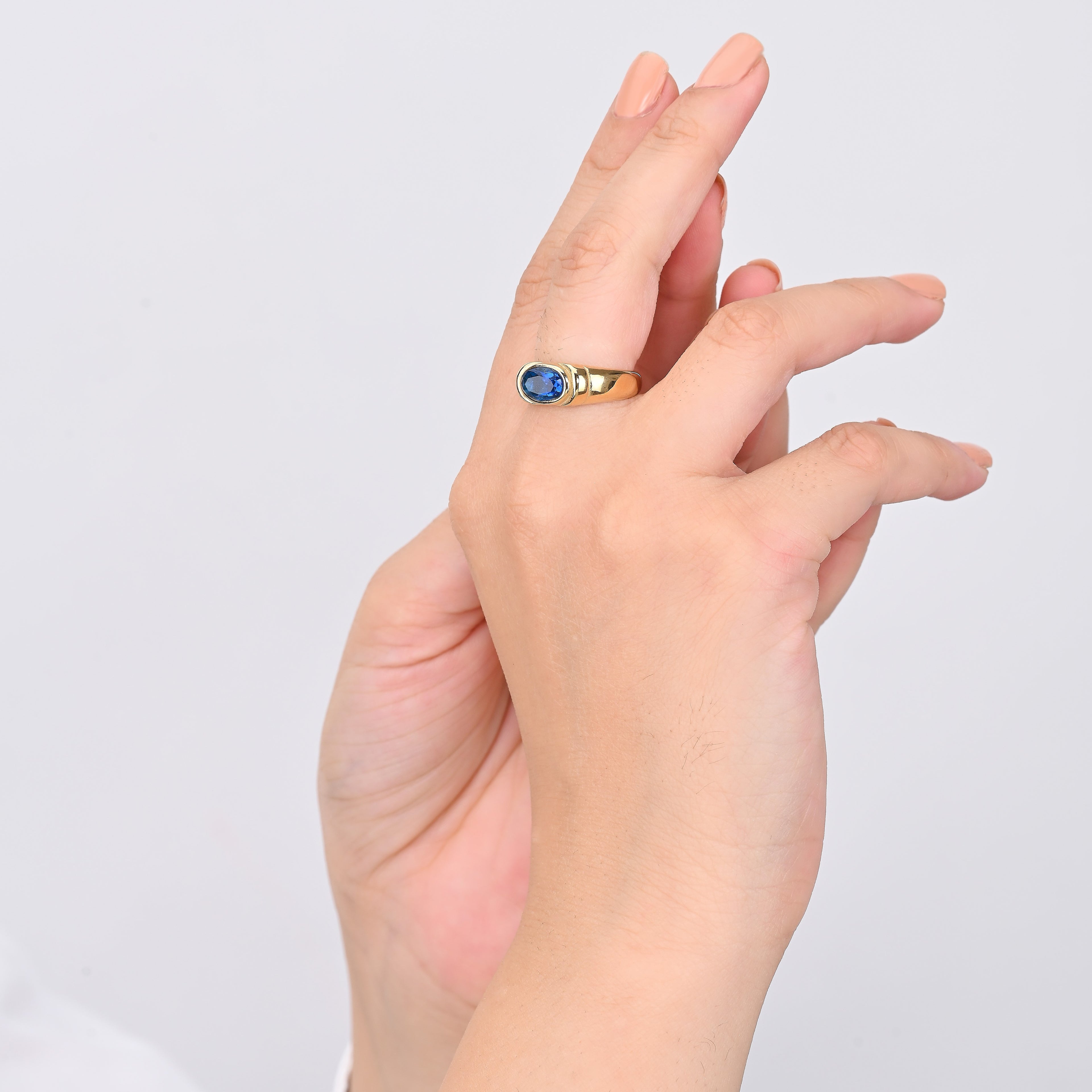 Elevated Stone Ring - Blue | 18K Gold Plated
