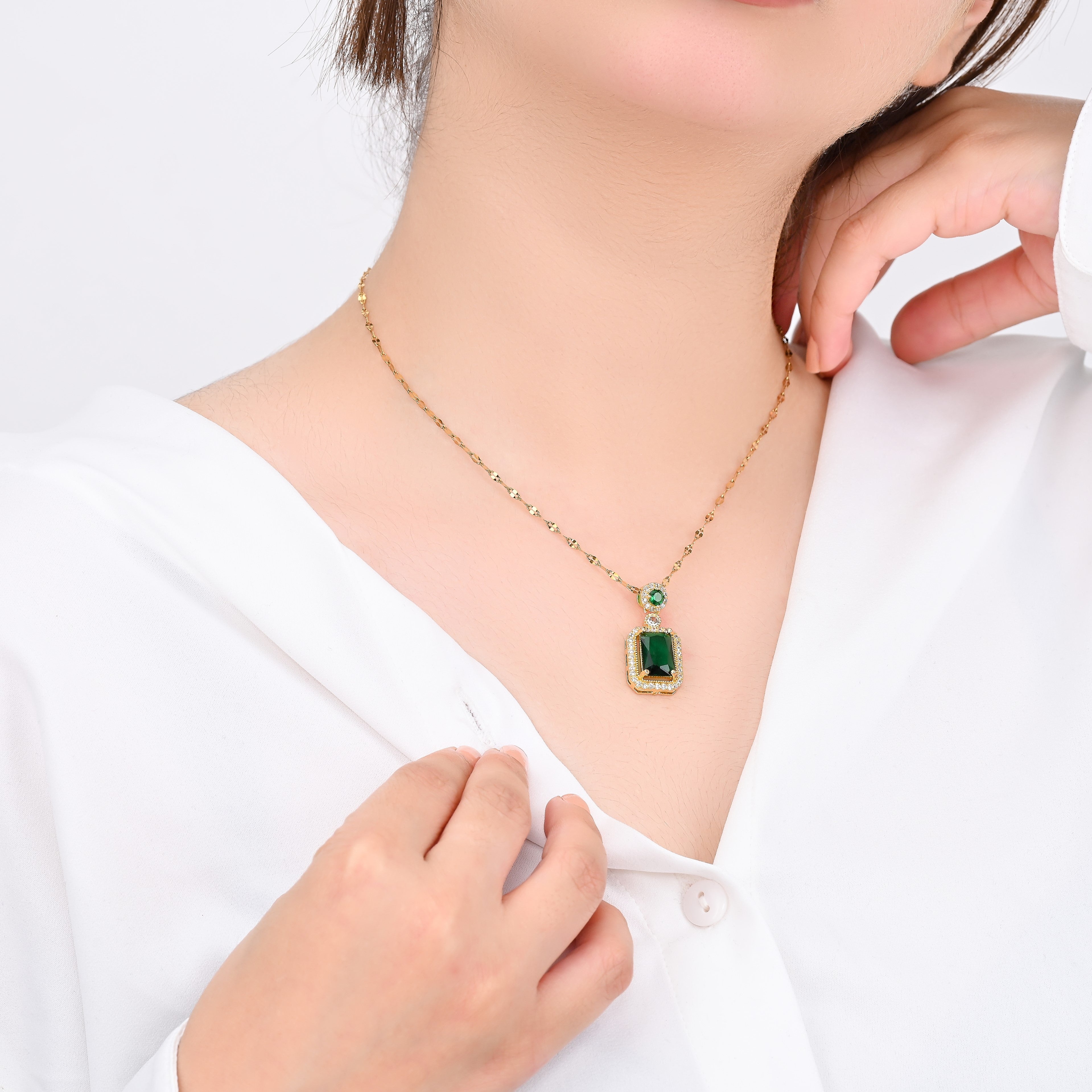 Her Highness Deep Green Necklace | 18kt Gold Plated