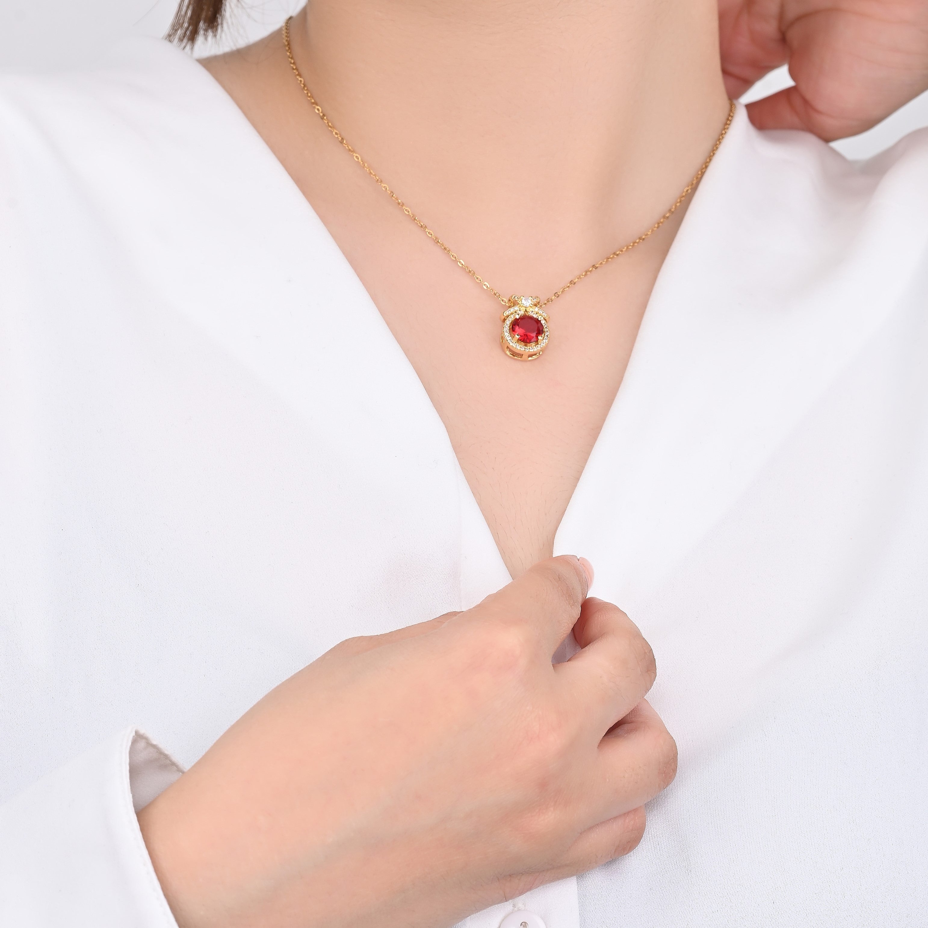 Holiday Necklace (Red and Gold) | 18kt Gold Plated