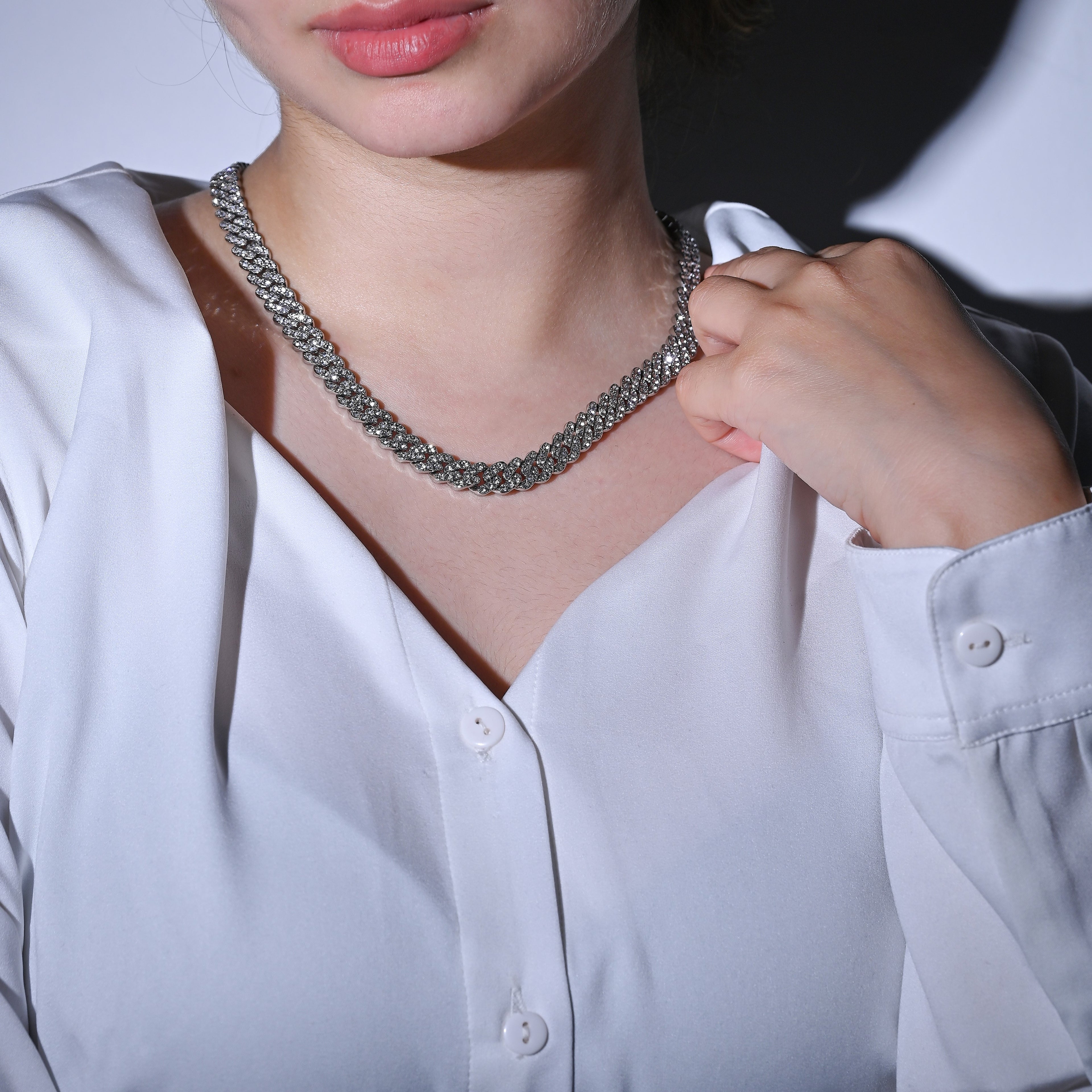 Cuban Iced Chain Thin Silver