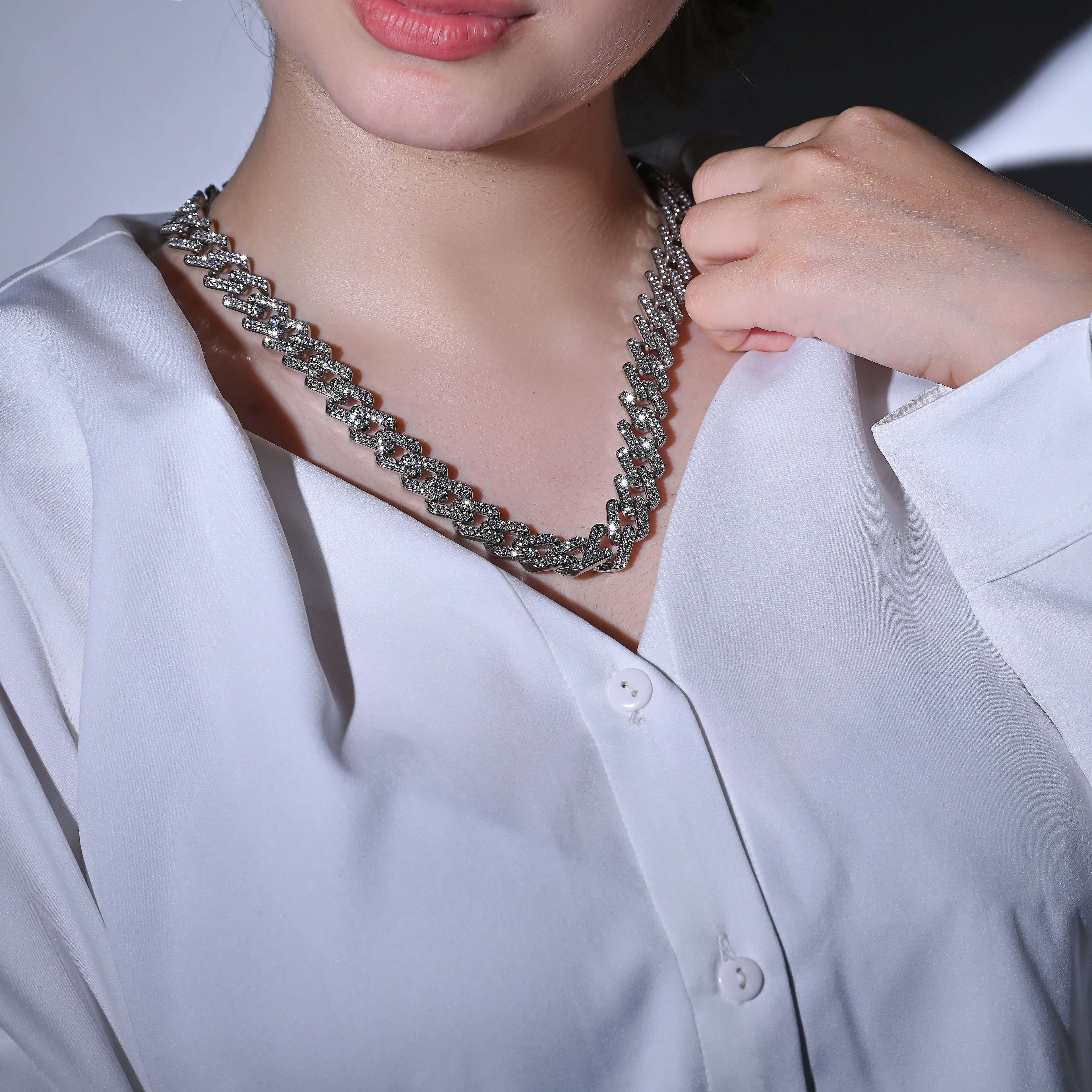 Cuban Iced Chain Thick Silver