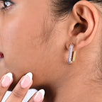 Oblong Studded Earrings - Purple | 18kt Gold Plated