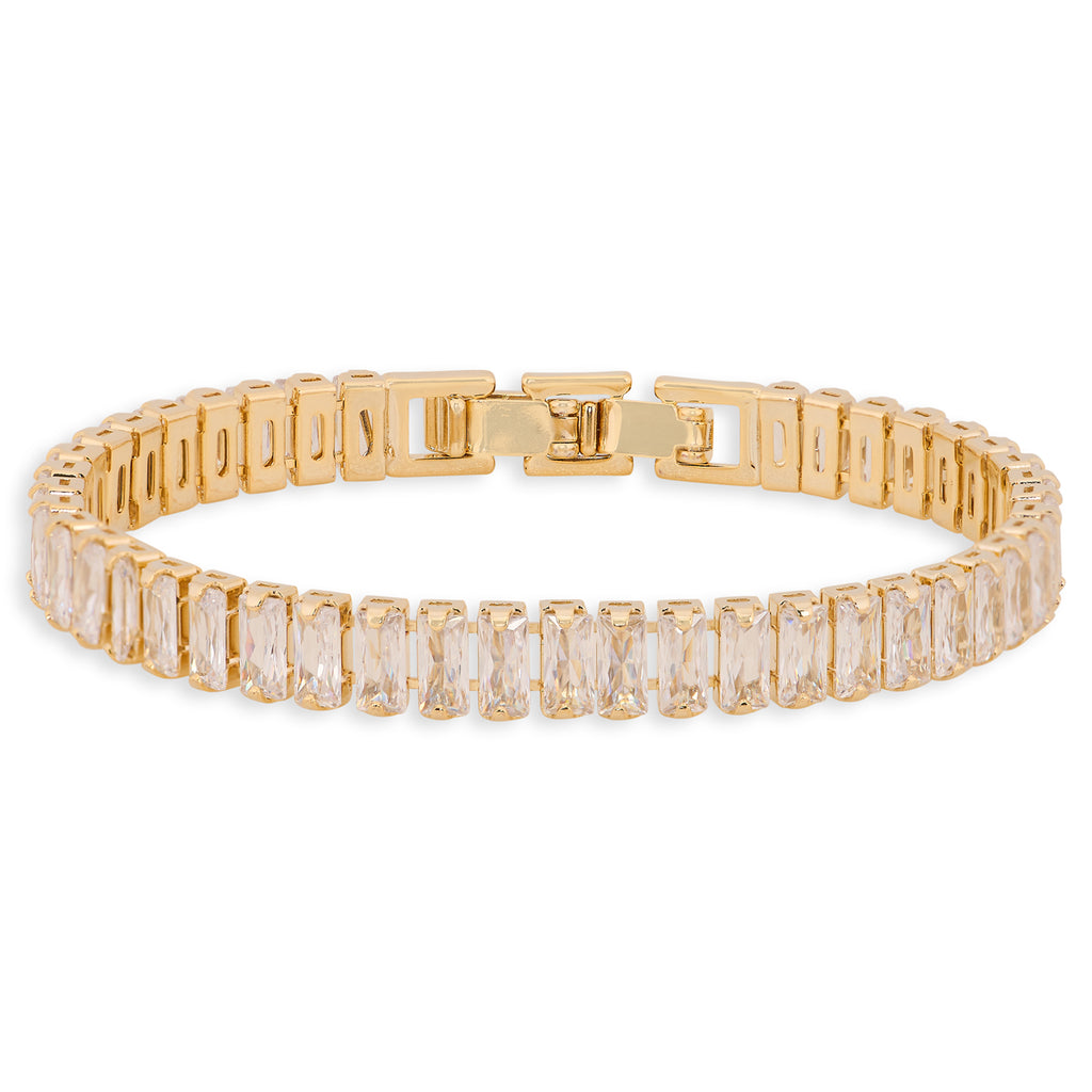 Tennis Bracelet (White and Gold) | 18kt Gold Plated