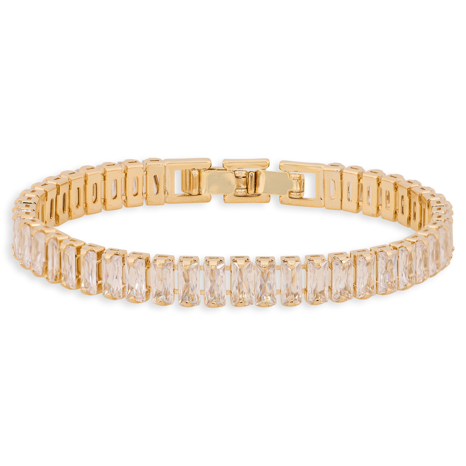 Tennis Bracelet (White and Gold) | 18kt Gold Plated