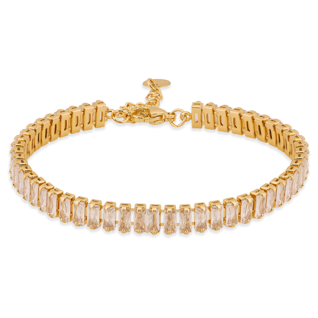 Tennis Bracelet (White and Yellow Gold) | 18kt Gold Plated