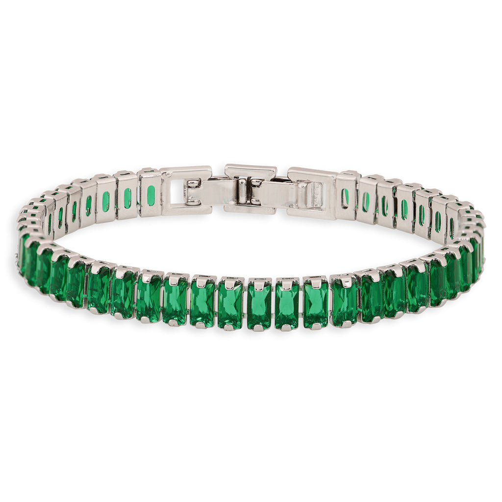 Tennis Bracelet (Emerald Green and Silver)