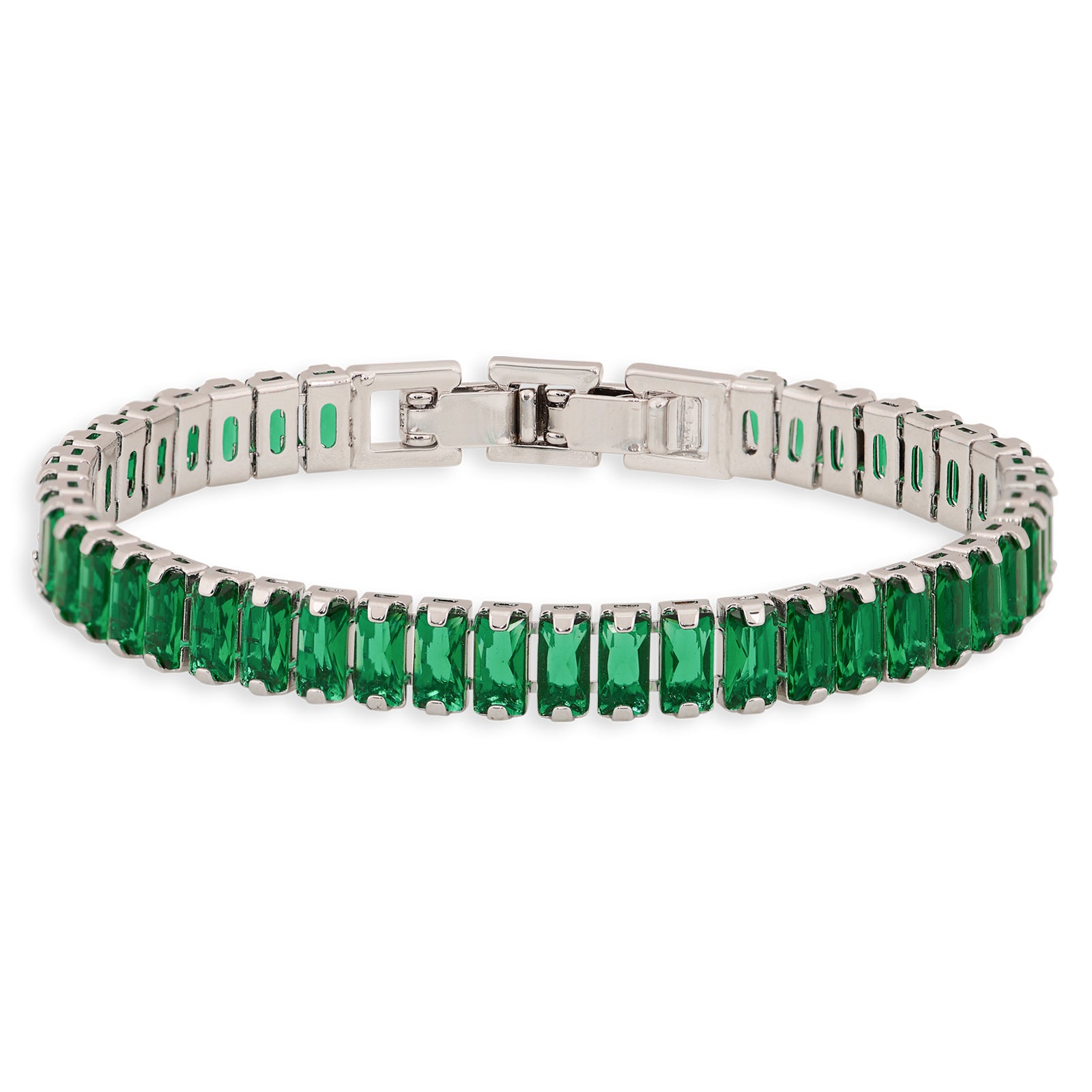 Tennis Bracelet (Emerald Green and Silver)