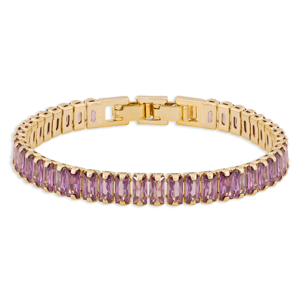 Tennis Bracelet (Purple and Gold) | 18kt Gold Plated