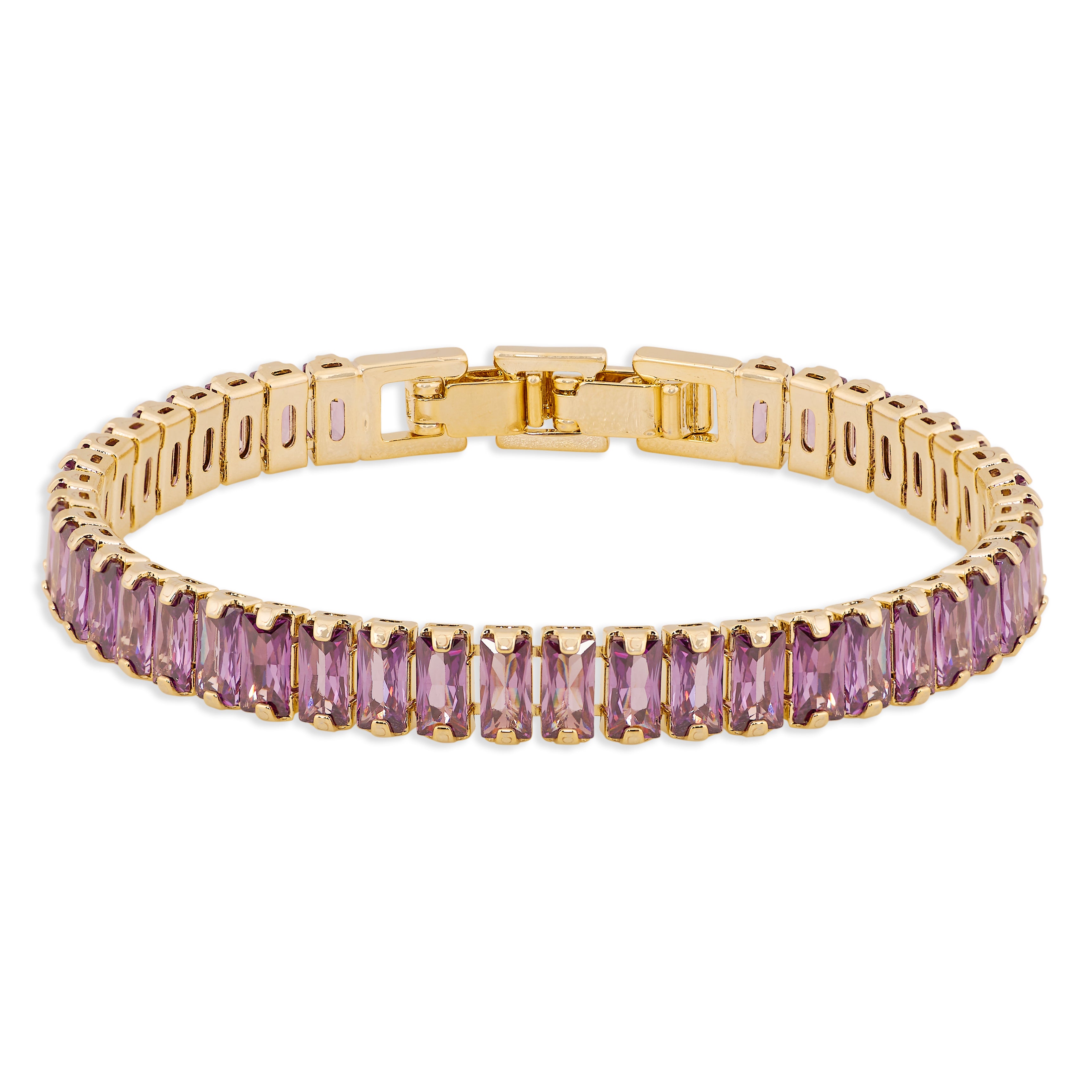 Tennis Bracelet (Purple and Gold) | 18kt Gold Plated