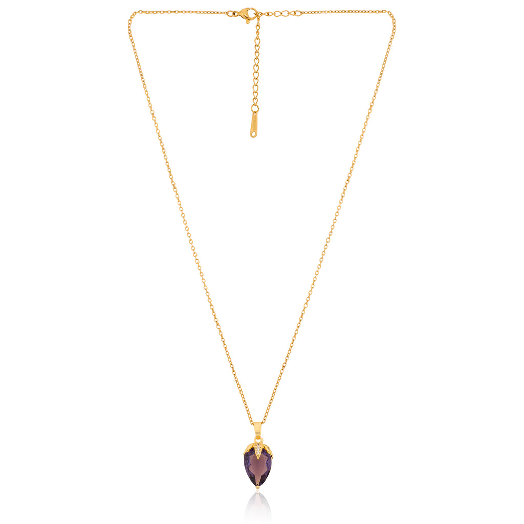 Violett Pendant Necklace (Purple and Gold)| 18kt Gold Plated