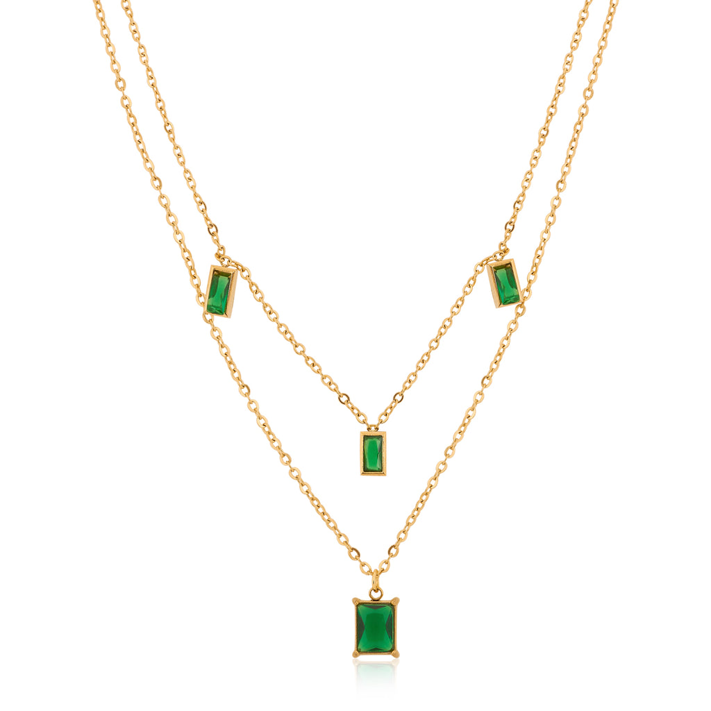 Mia Emerald Necklace | 18kt Gold Plated