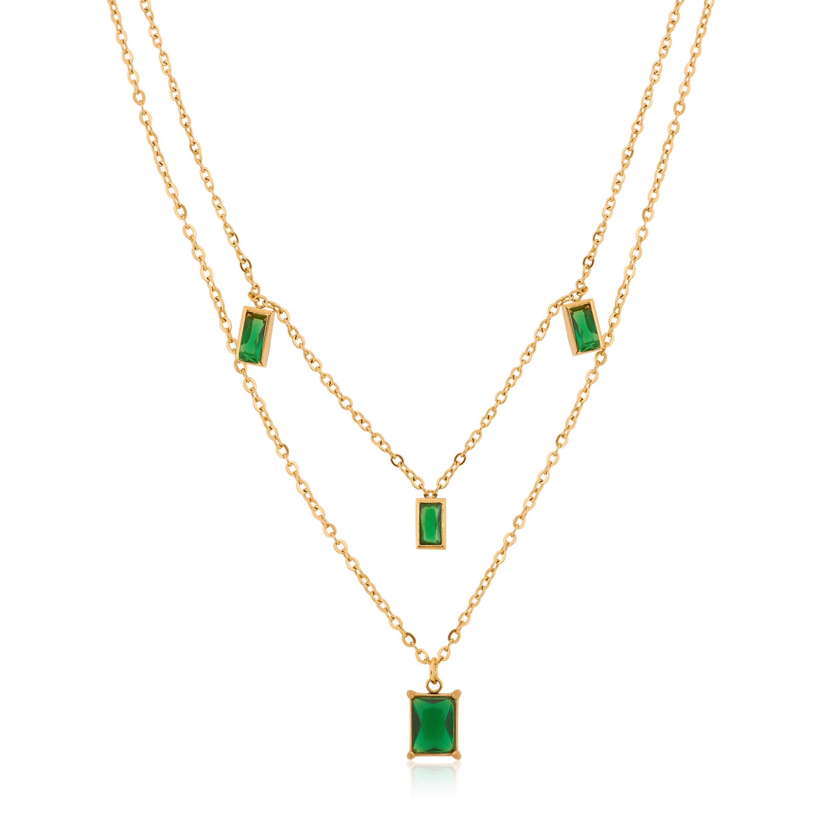 Mia Emerald Necklace | 18kt Gold Plated