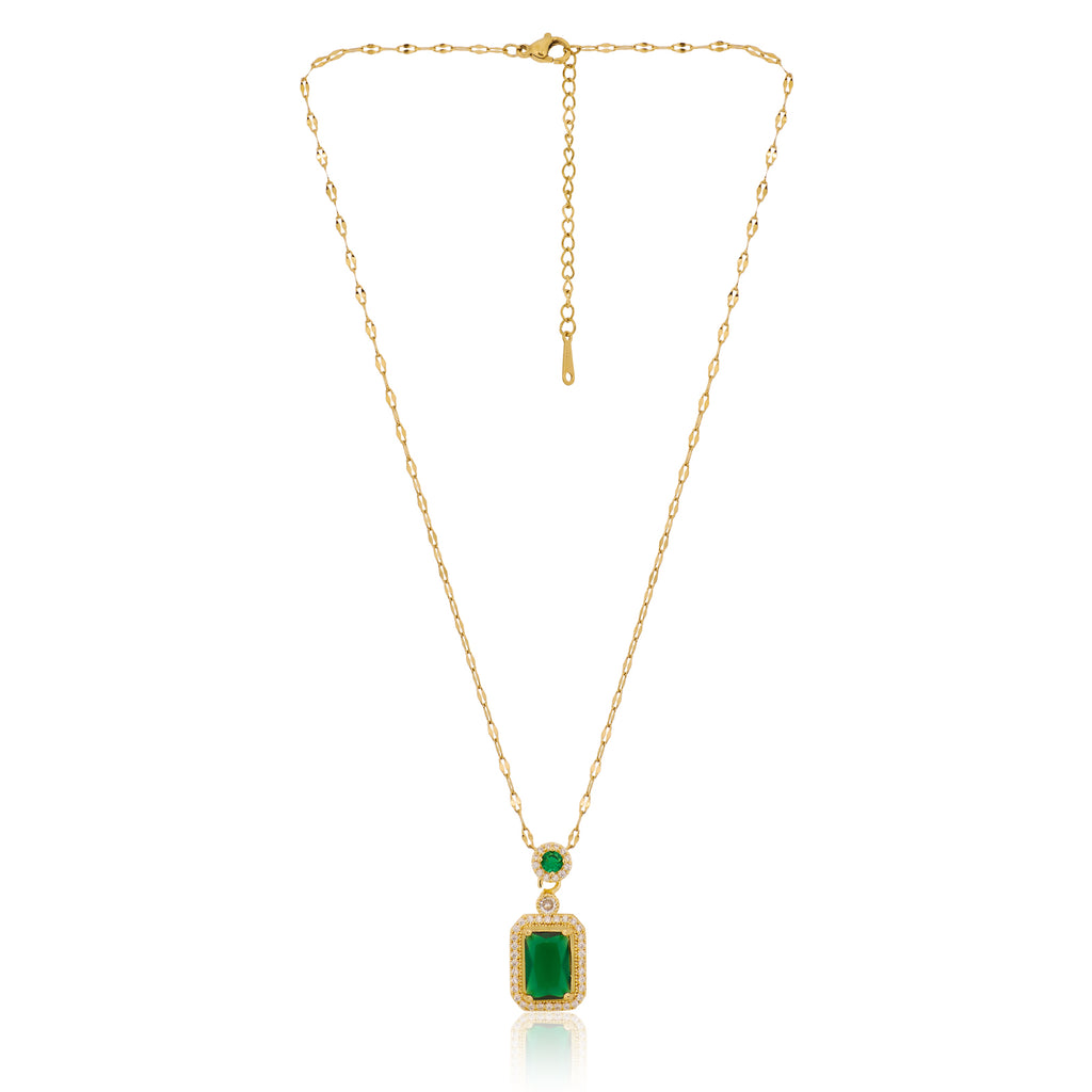 Her Highness Deep Green Necklace | 18kt Gold Plated