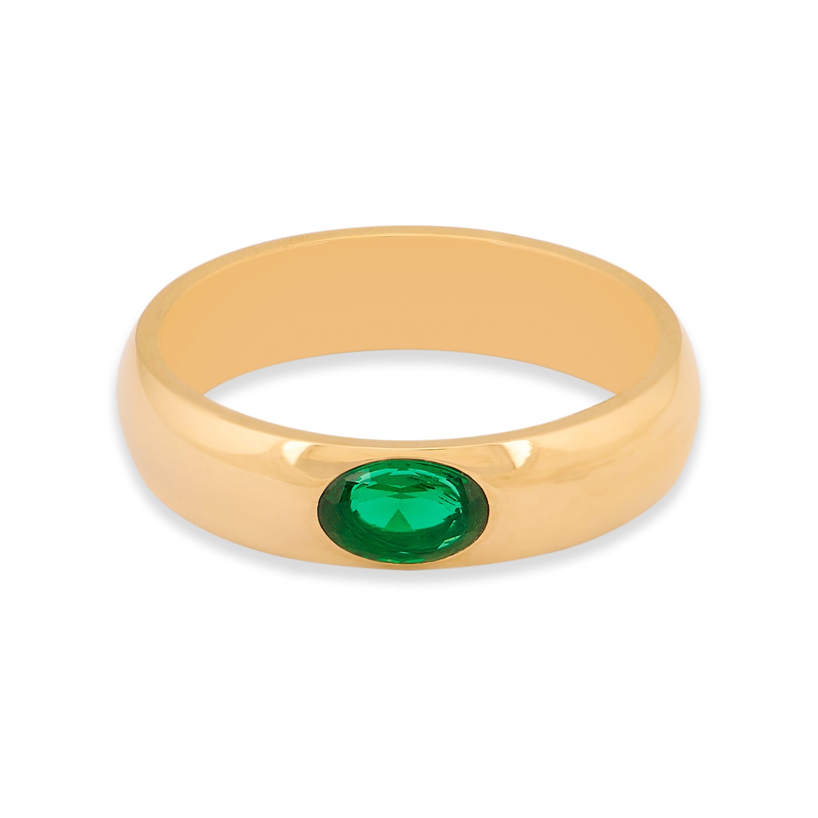 Oval Emerald Ring | 18kt Gold Plated
