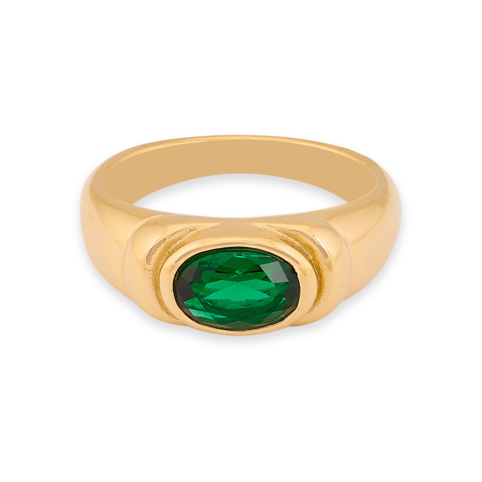 Elevated Stone Ring - Green | 18K Gold Plated