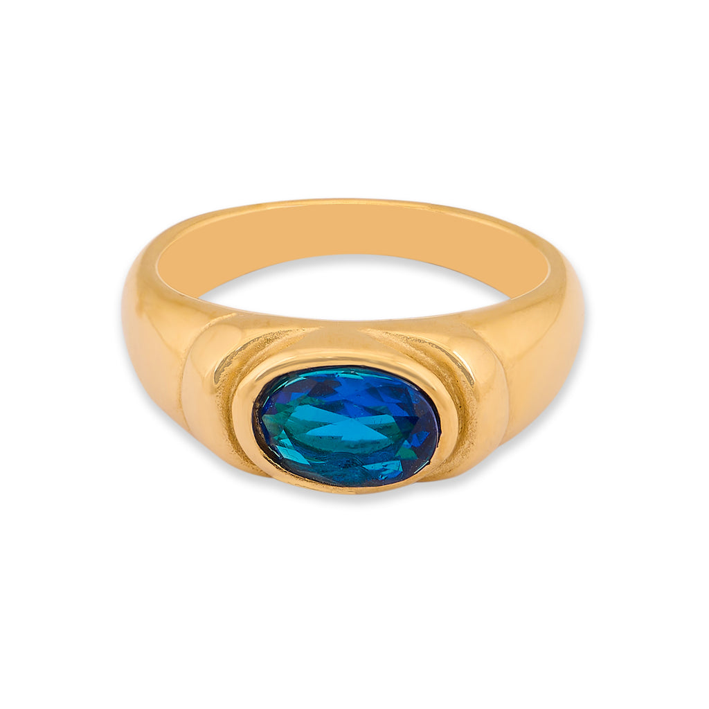 Elevated Stone Ring - Blue | 18K Gold Plated