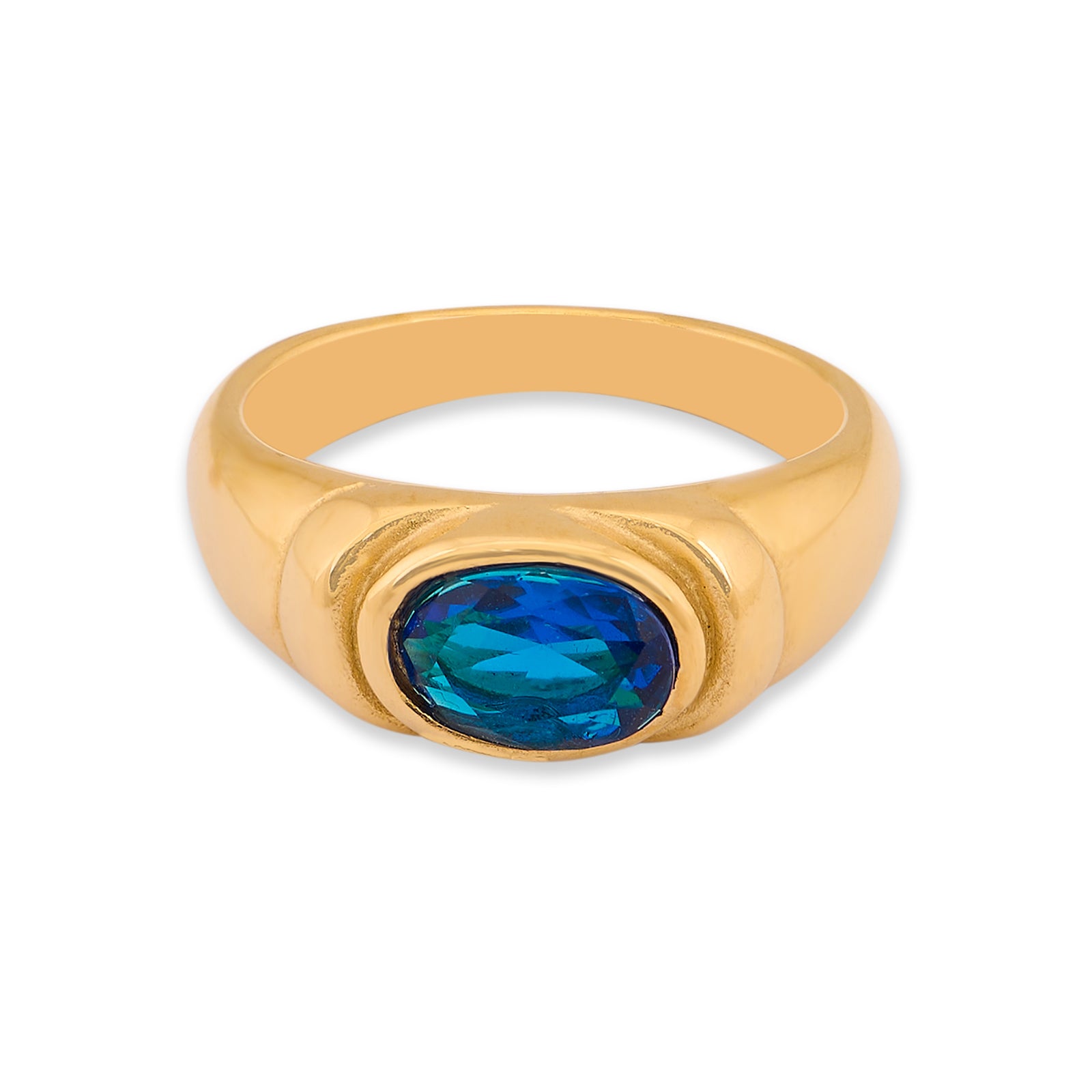 Elevated Stone Ring - Blue | 18K Gold Plated