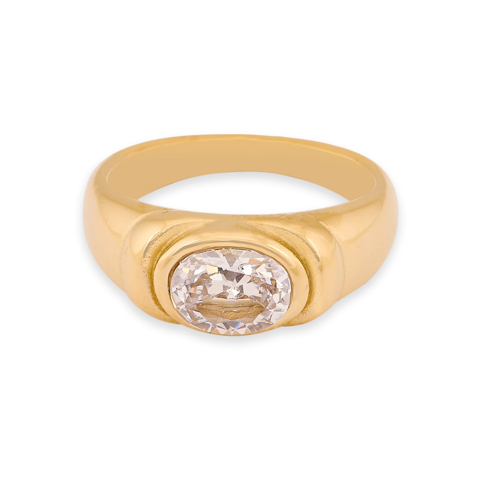 Elevated Stone Ring - White |  18K Gold Plated