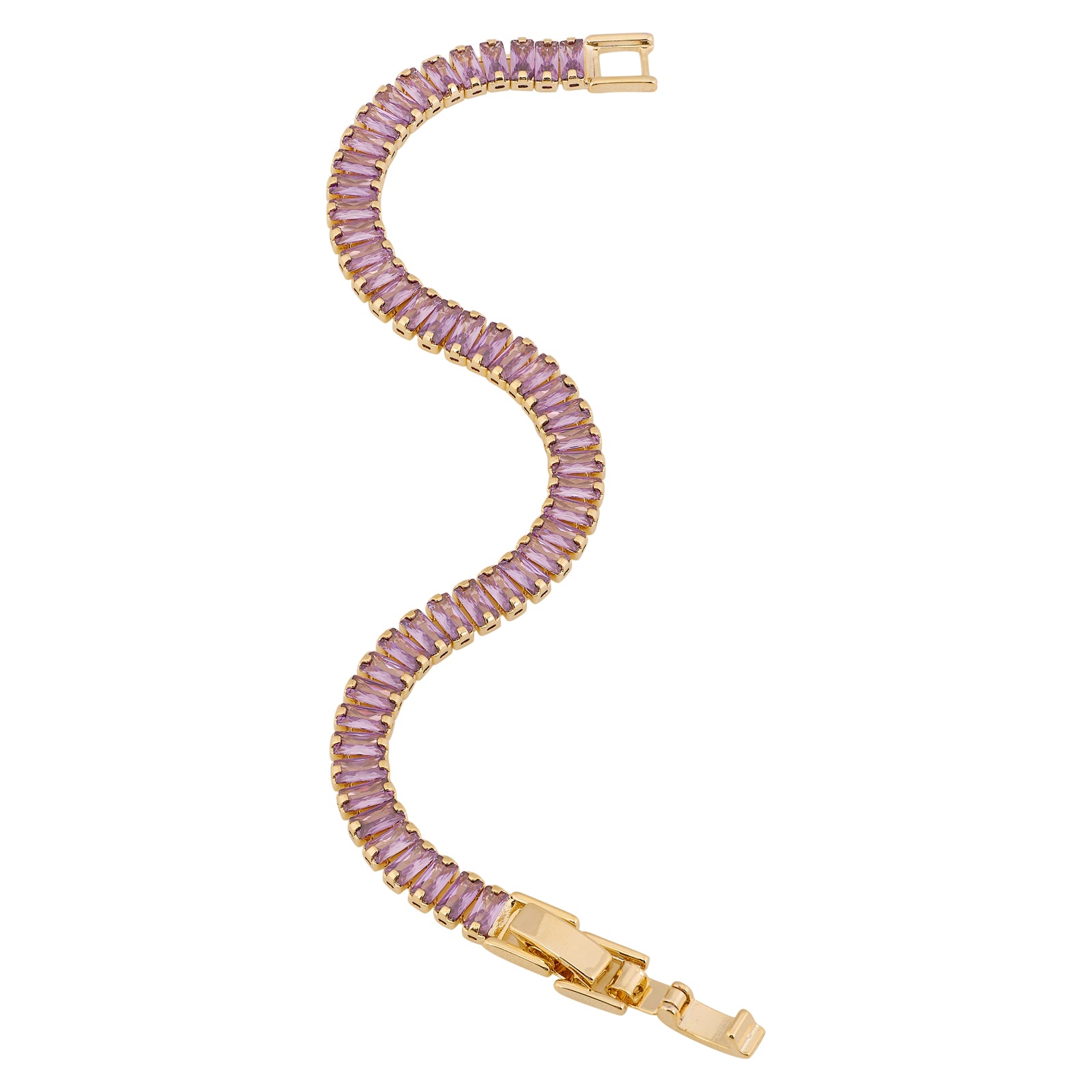 Tennis Bracelet (Purple and Gold) | 18kt Gold Plated