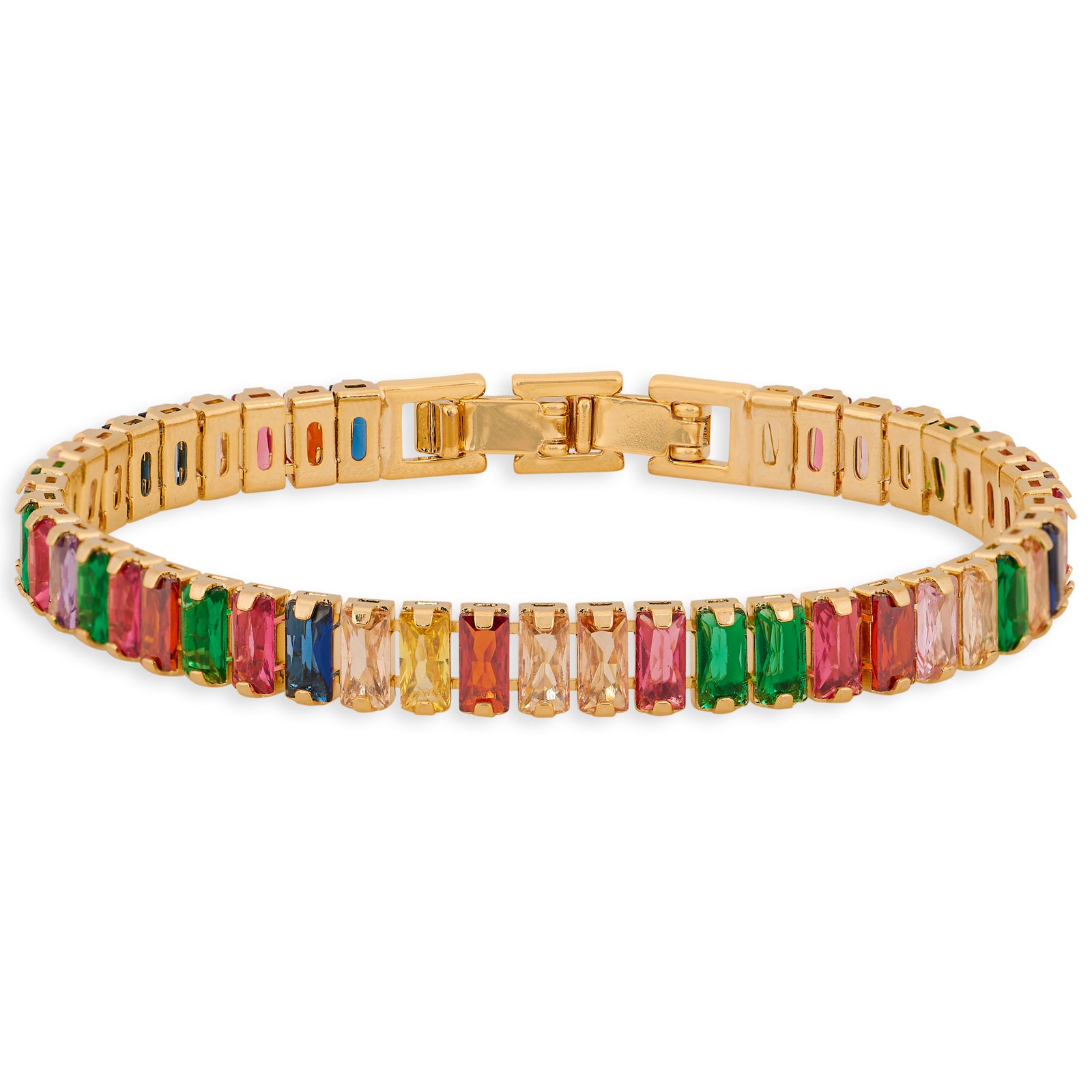 Tennis Bracelet (Multicolor and Gold) | 18kt Gold Plated